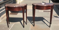 Pair of Late 18th Century Mahogany and Marble English Console Tables