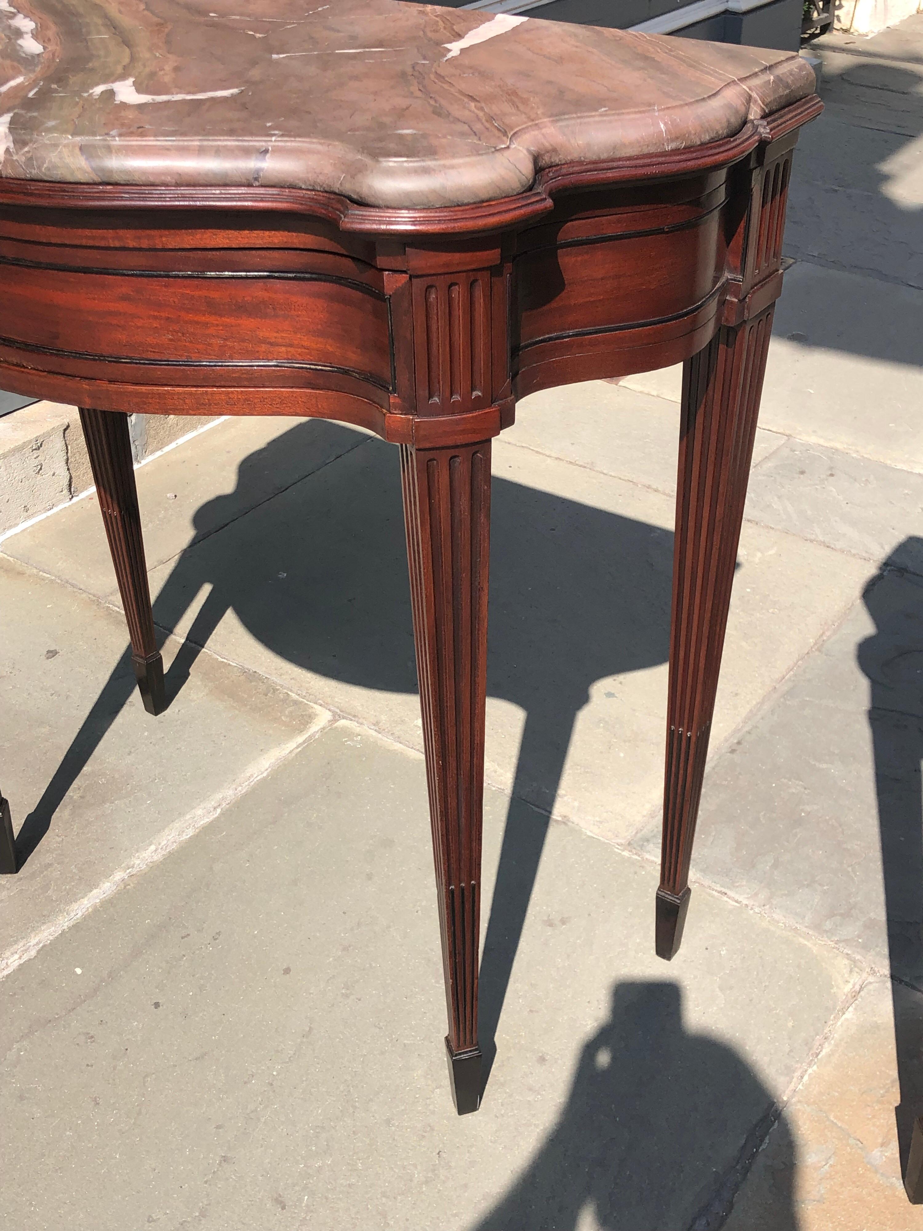 Pair of Late 18th Century Mahogany and Marble English Console Tables For Sale 2
