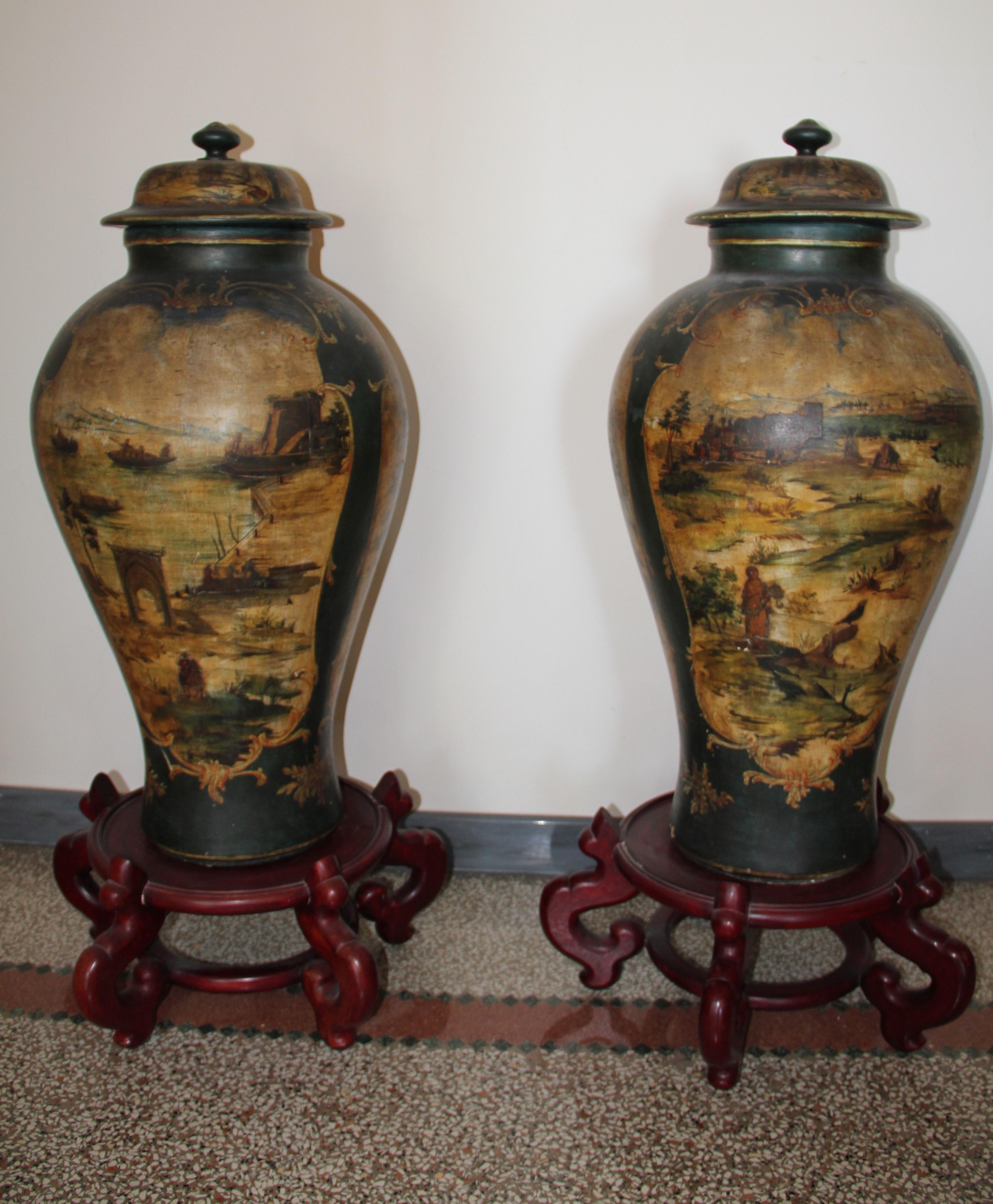 Pair of Late 18th Century Neoclassical Terracotta Monumental Vases For Sale 1