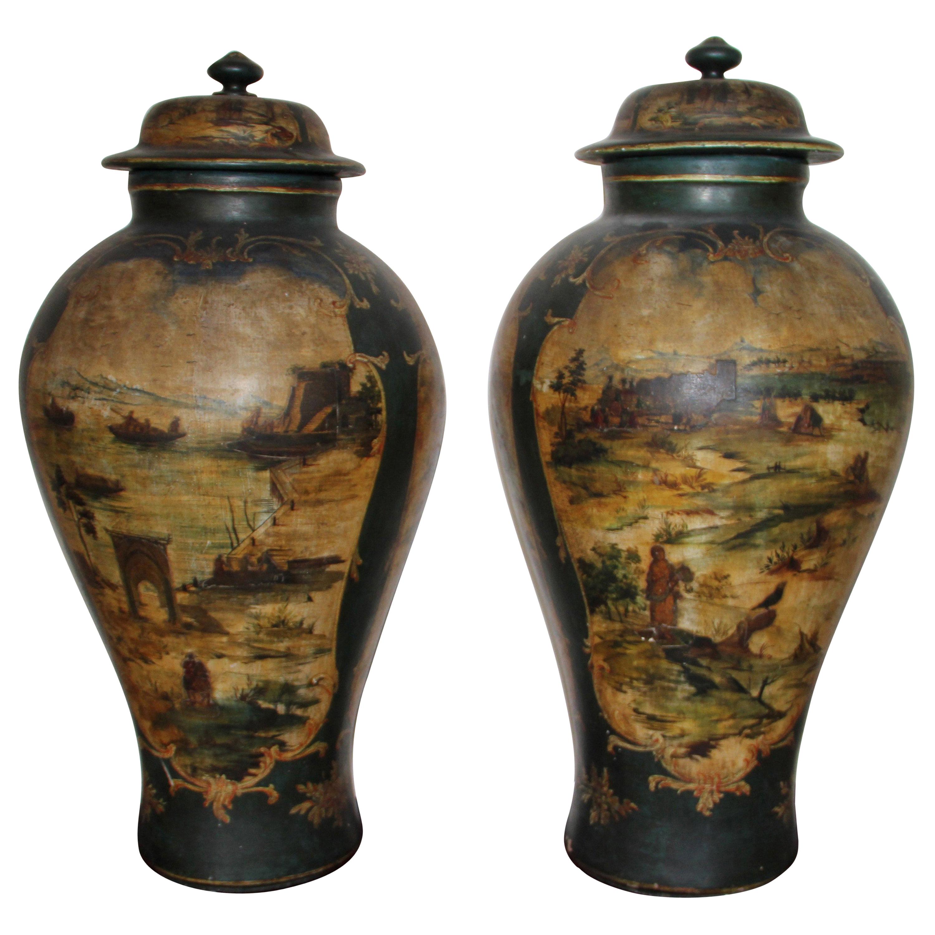 Pair of Late 18th Century Neoclassical Terracotta Monumental Vases For Sale