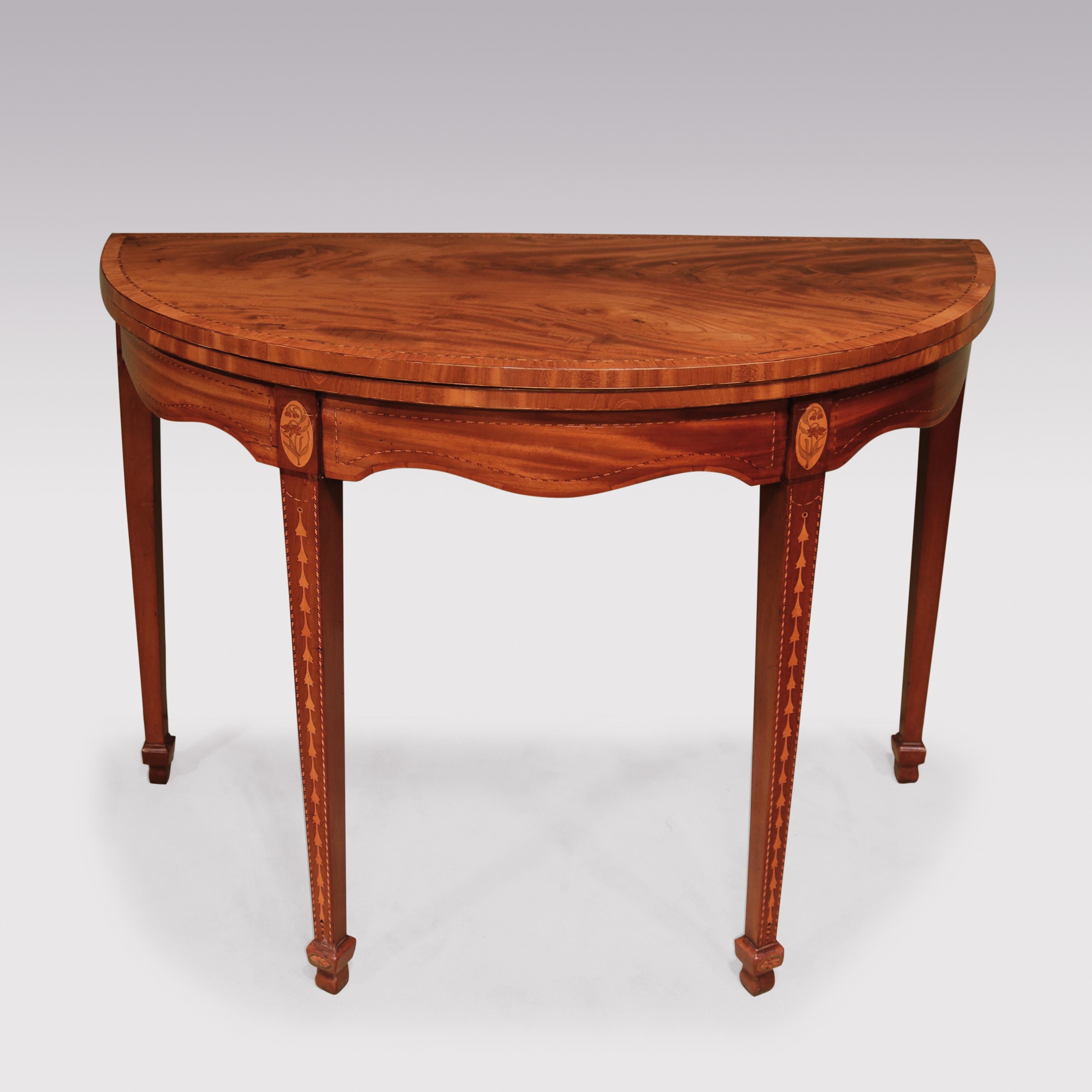 English Pair of Late 18th Century Sheraton Period Figured Mahogany Card Tables For Sale