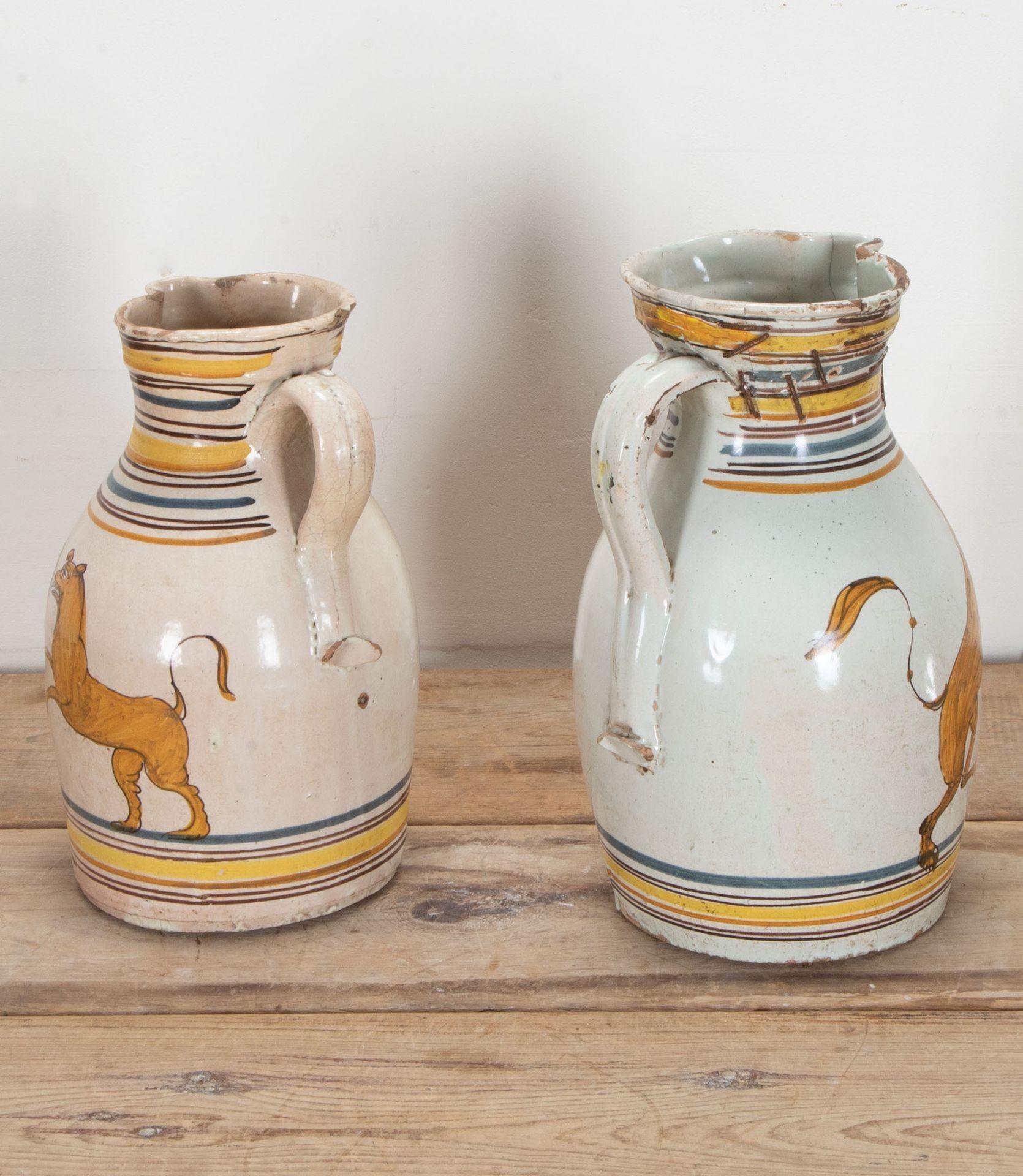 Country Pair of Late 18th Century Spanish Puente del Arzobispo Jugs For Sale