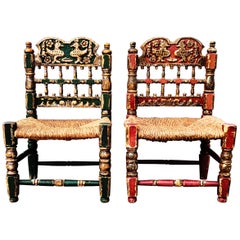 Antique Pair of Late 18th Century Spanish Side Chairs