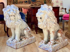 Pair of late 18th century terracotta lions from Naples