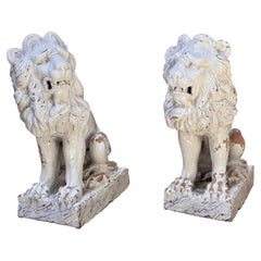 Pair of late 18th century terracotta lions from Naples