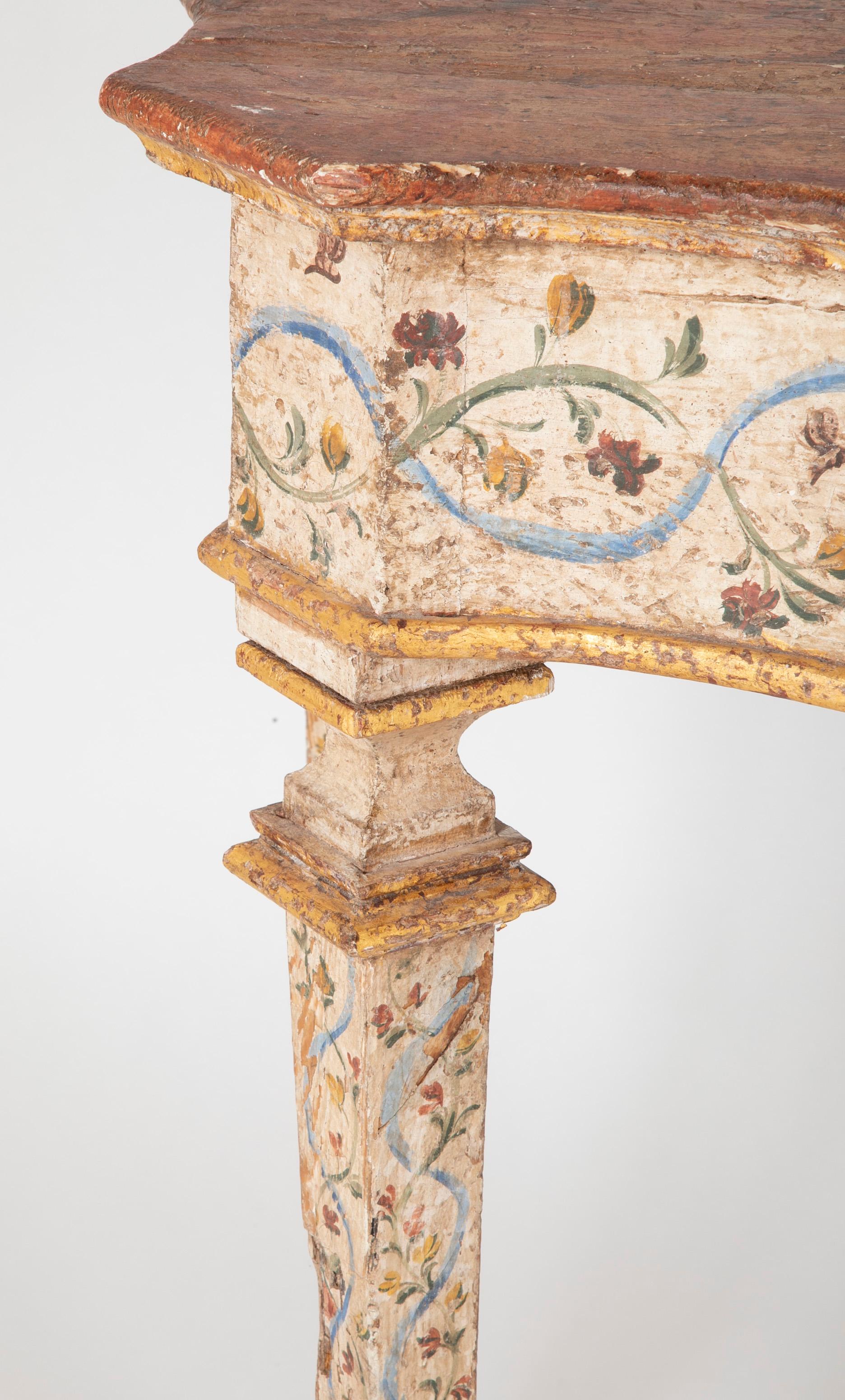 Pair of Late 18th Century Venetian Painted Consoles For Sale 5