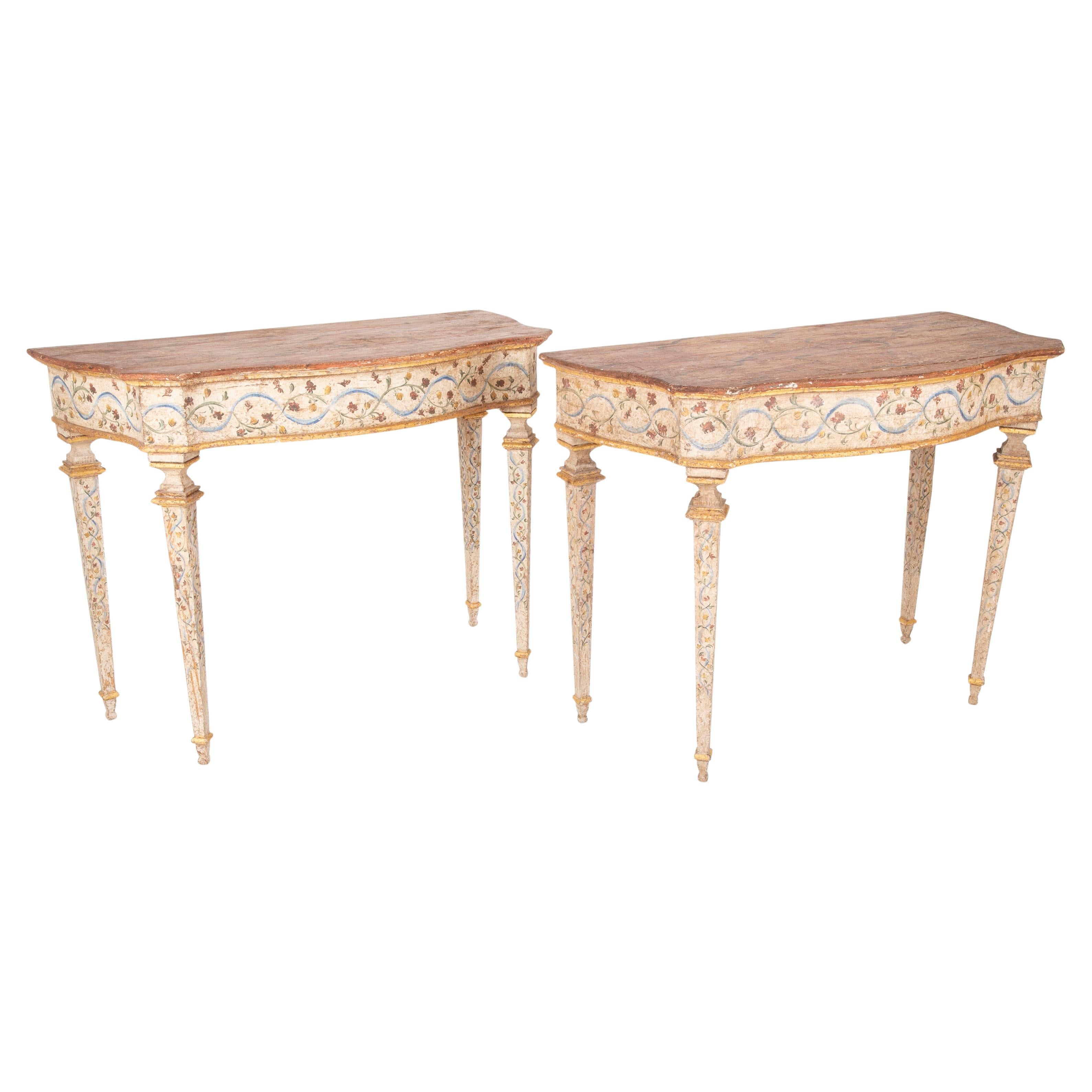 Pair of Late 18th Century Venetian Painted Consoles For Sale