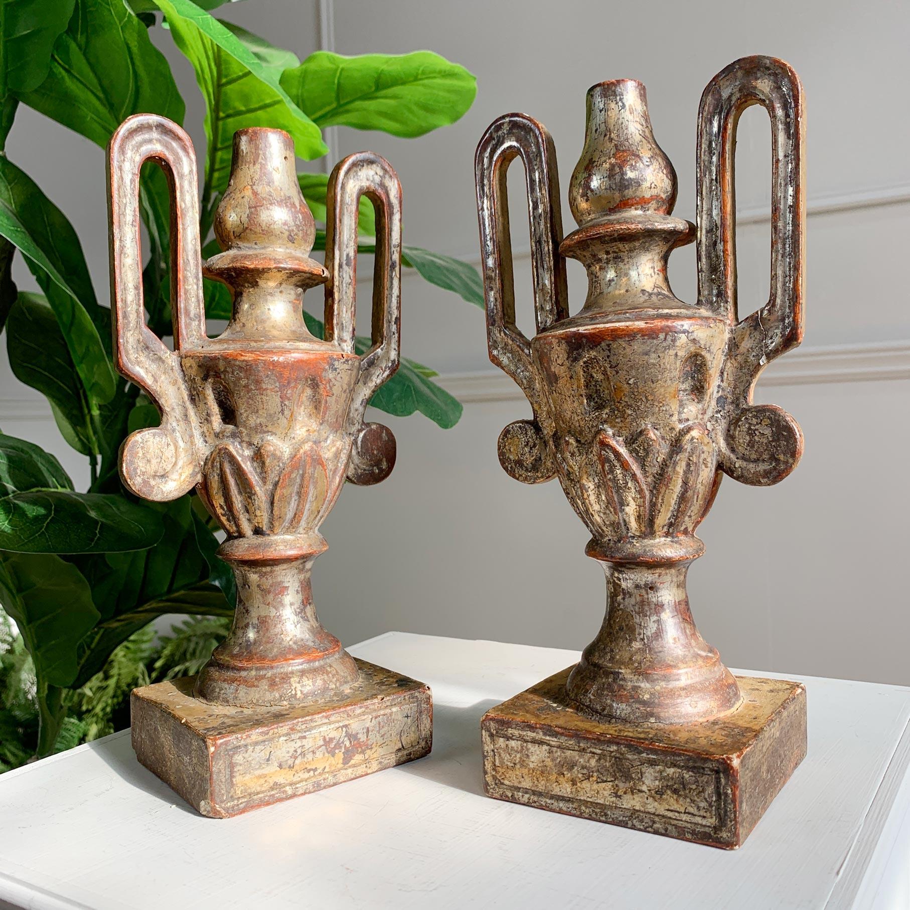 Pair of Late 18th Century Gold Wood and Gesso Baroque Altar Vases For Sale 7