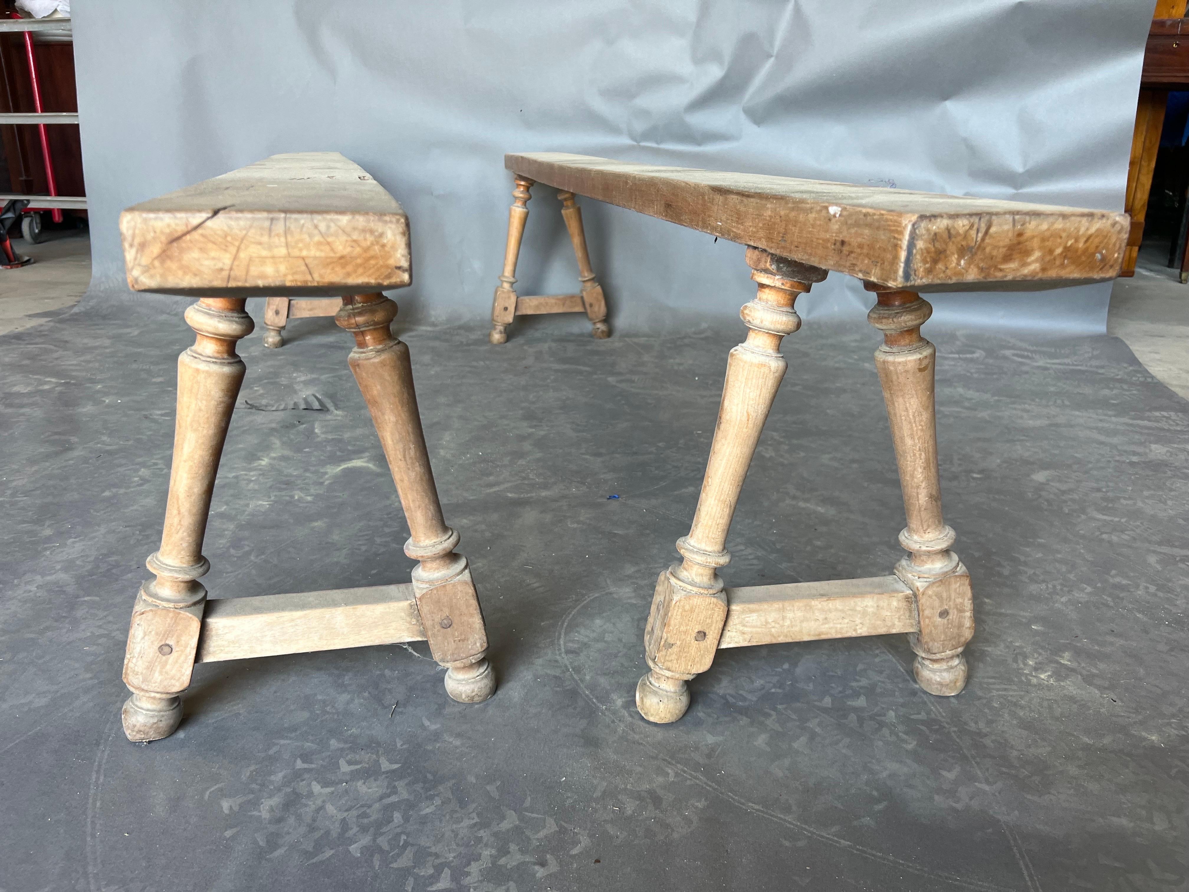 Pair of late 18th- early 19th century French benches  In Good Condition For Sale In Charleston, SC