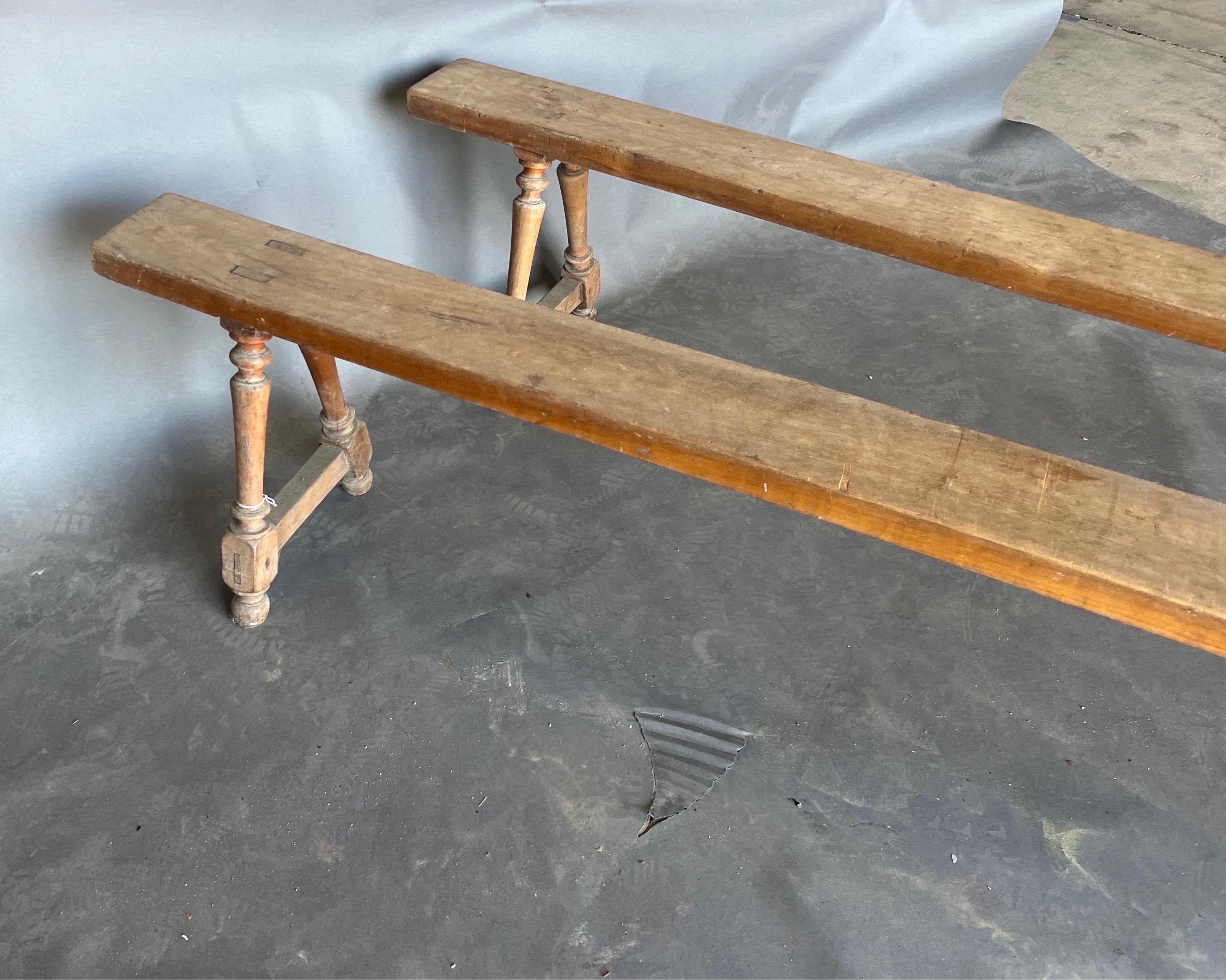 Walnut Pair of late 18th- early 19th century French benches  For Sale