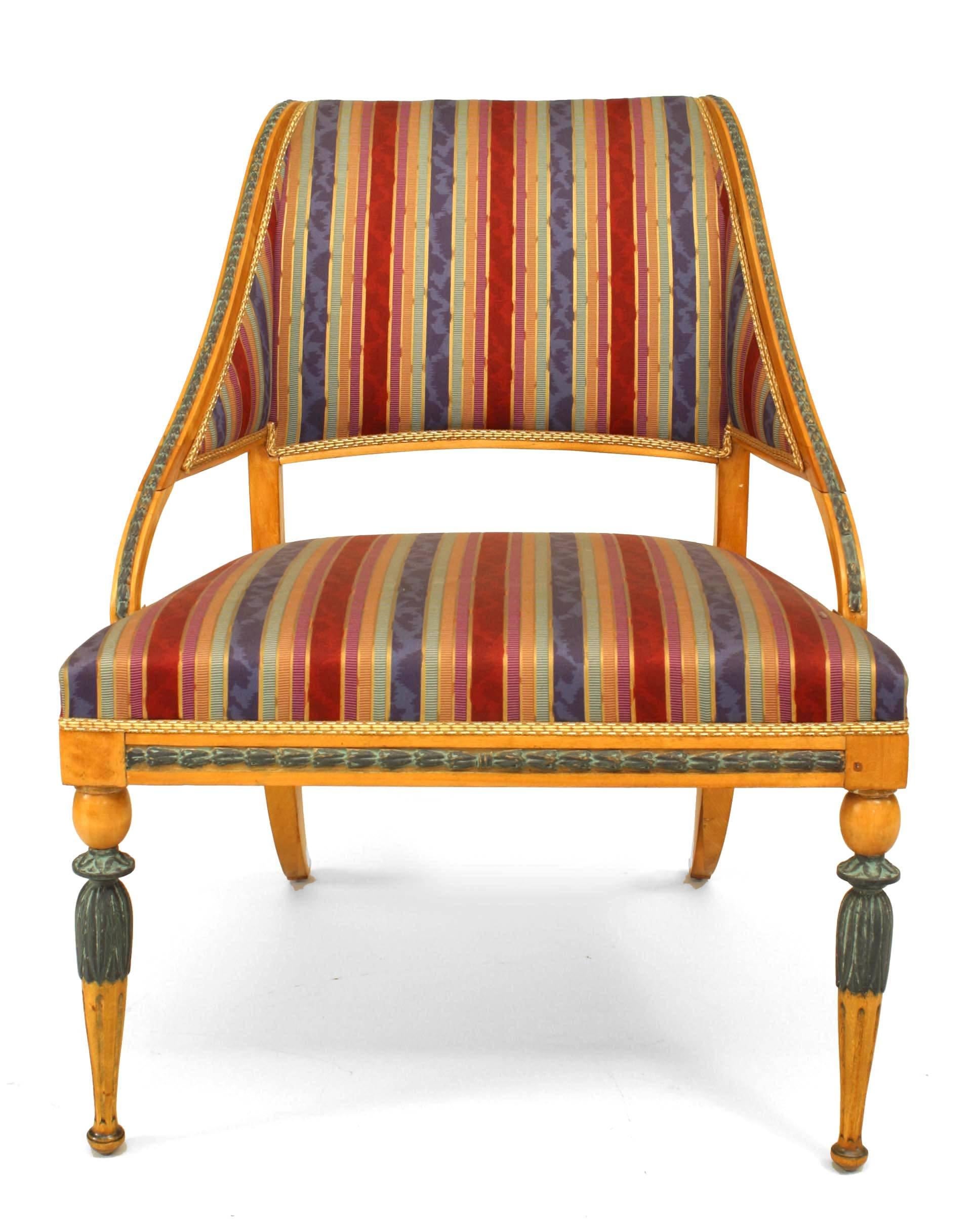 Neoclassical Pair of Swedish Neoclassic Striped Armchairs For Sale