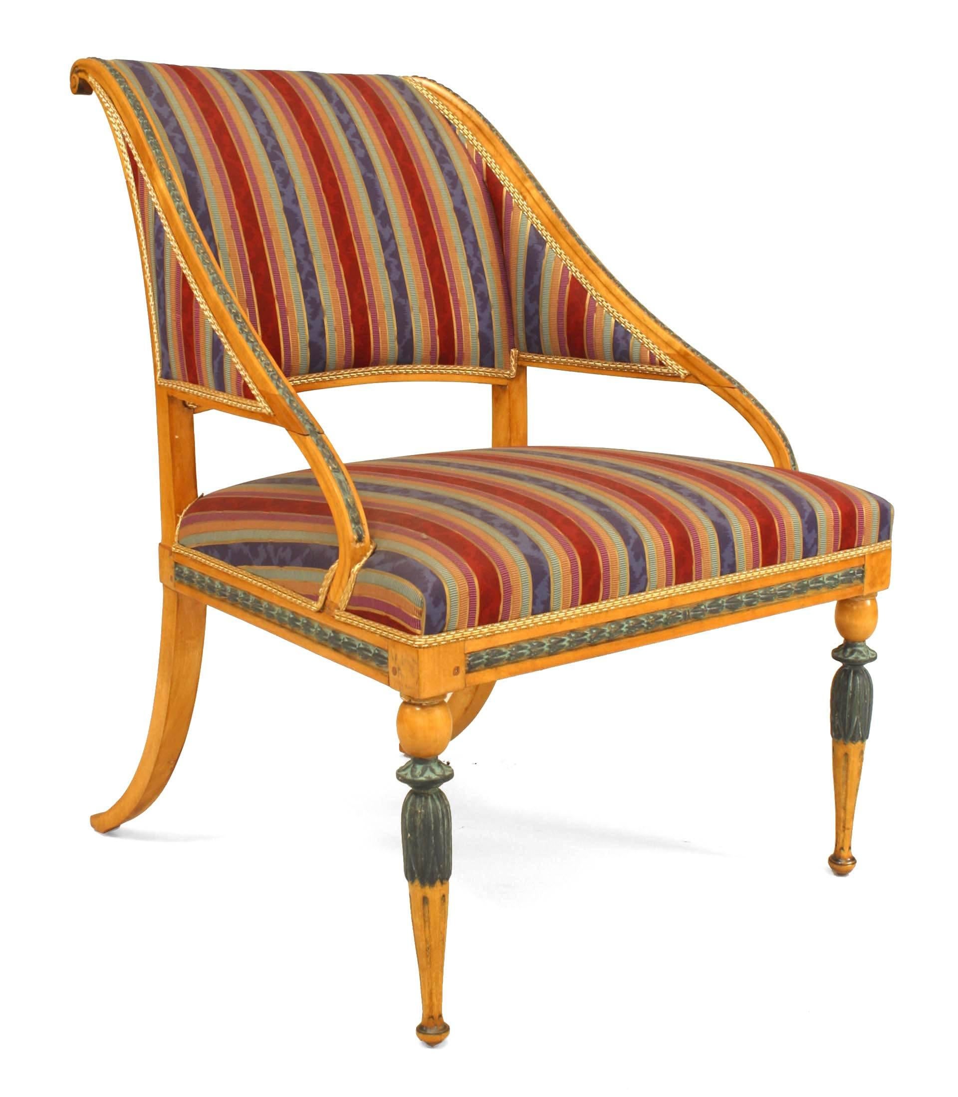 Pair of Swedish Neoclassic Striped Armchairs In Good Condition For Sale In New York, NY