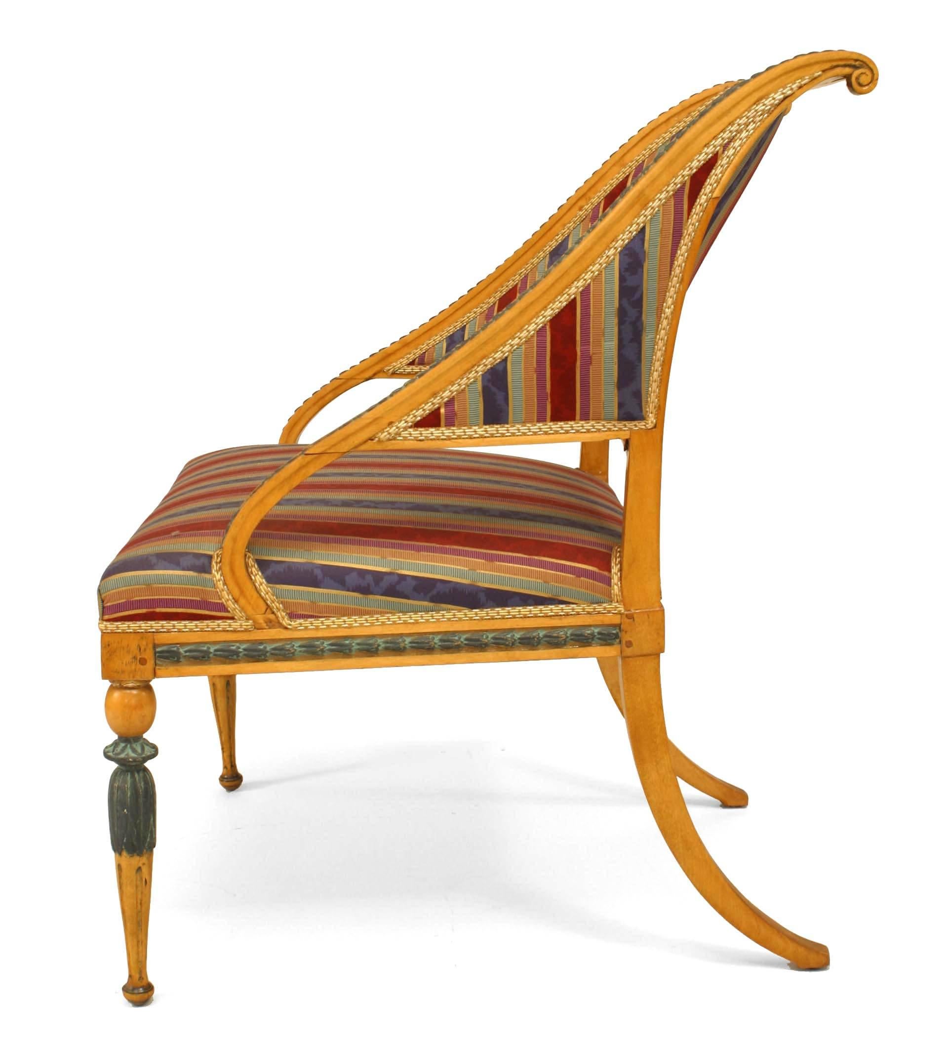 19th Century Pair of Swedish Neoclassic Striped Armchairs For Sale