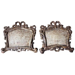 Antique Pair of Late 18th Century Gilded & Silvered Pine Italian Altar Cards, circa 1790
