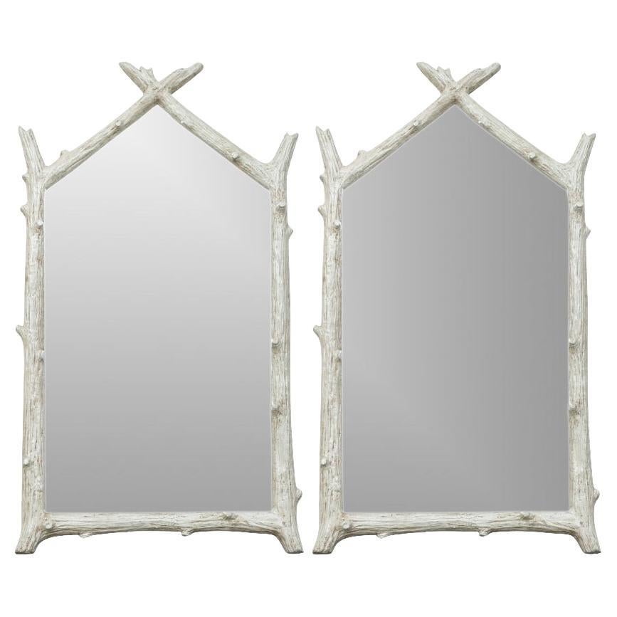 Pair of Late 1970s Plaster "Twig" Mirrors by John Dickinson For Sale