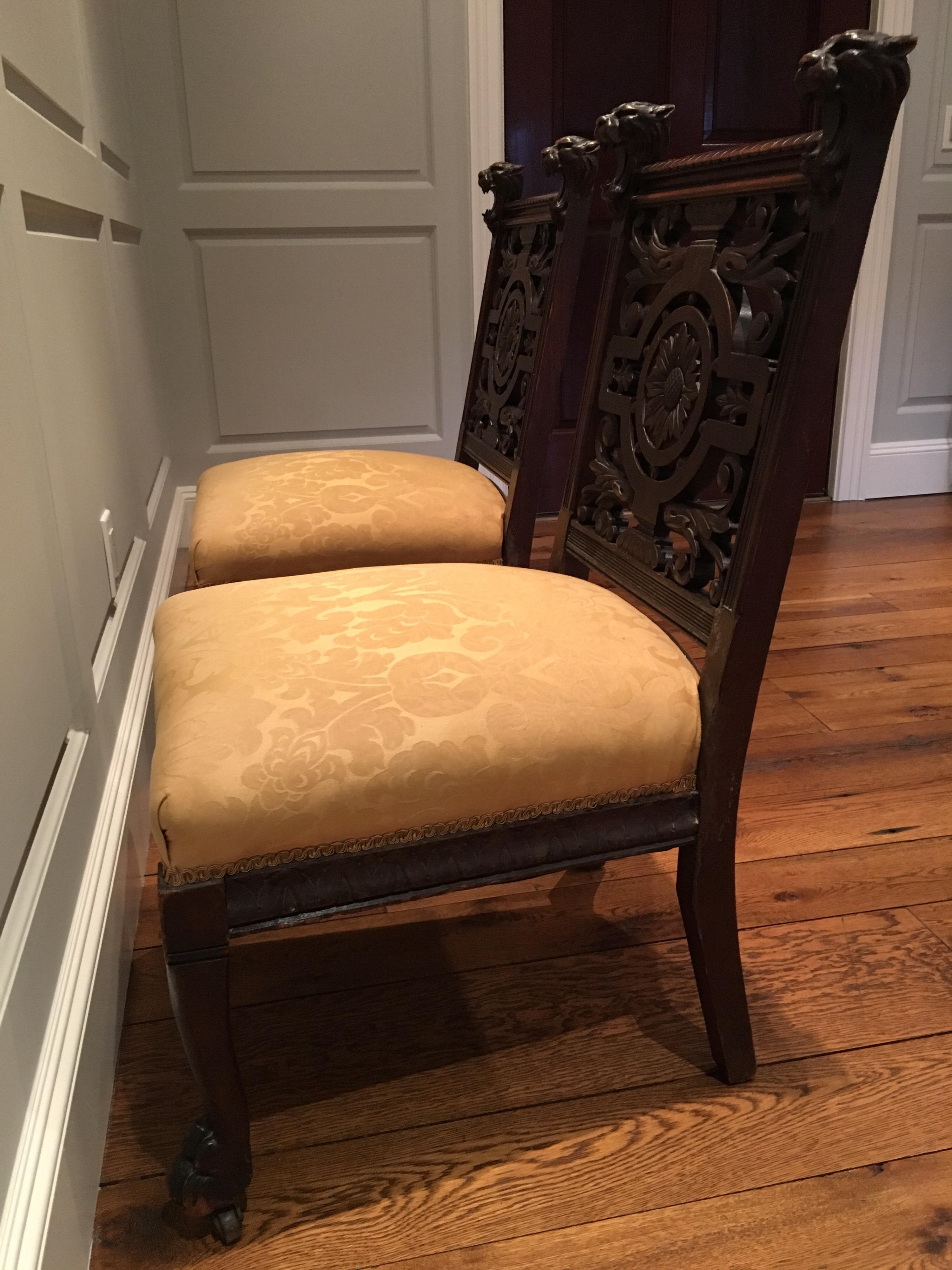 Pair of Late 19th Century Carved Side Chairs, Aesthetic Movement, circa 1890 6