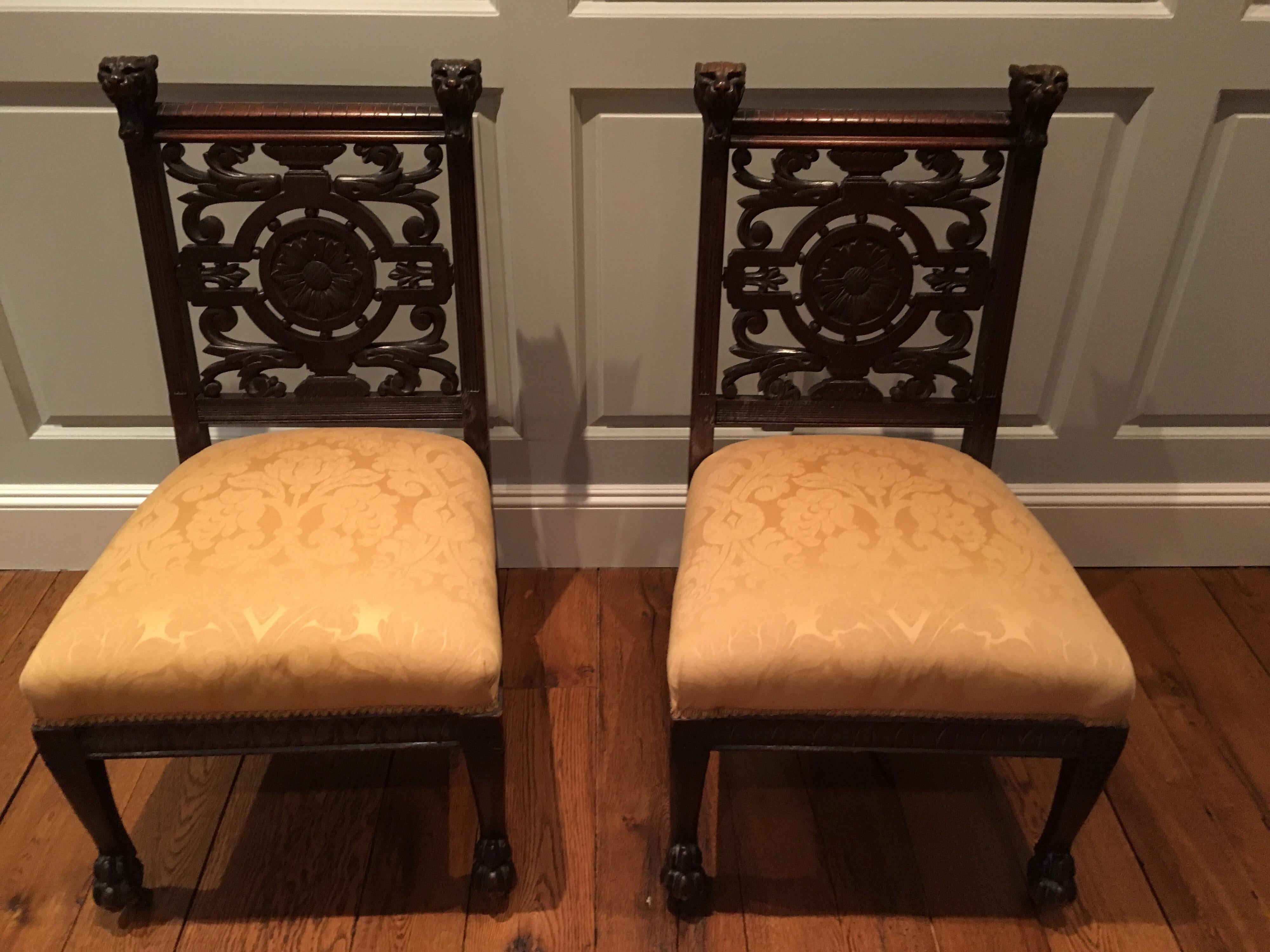 Pair of Late 19th Century Carved Side Chairs, Aesthetic Movement, circa 1890 7
