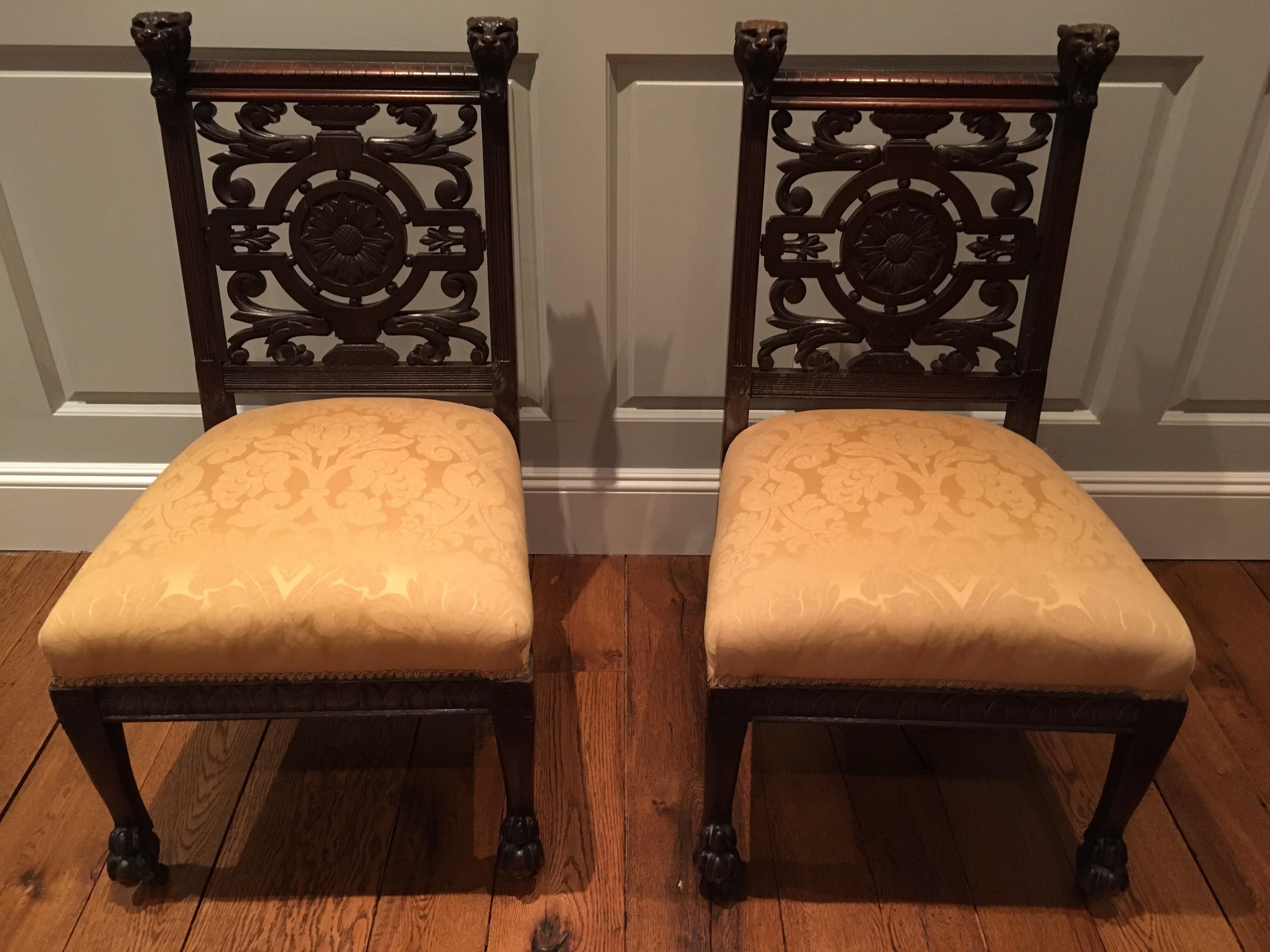 Pair of Late 19th Century Carved Side Chairs, Aesthetic Movement, circa 1890 8