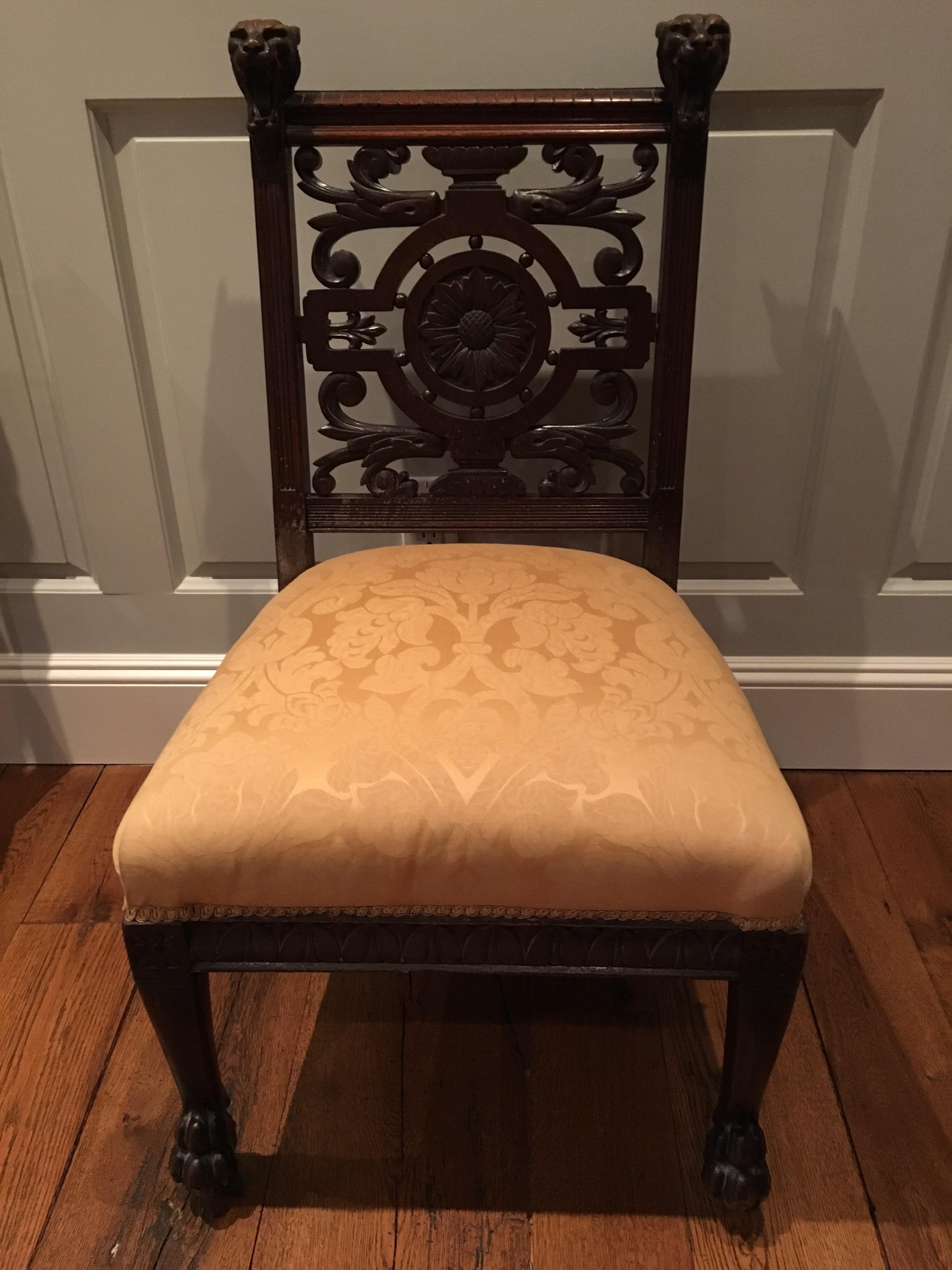 Pair of Late 19th Century Carved Side Chairs, Aesthetic Movement, circa 1890 In Good Condition In Southampton, NY