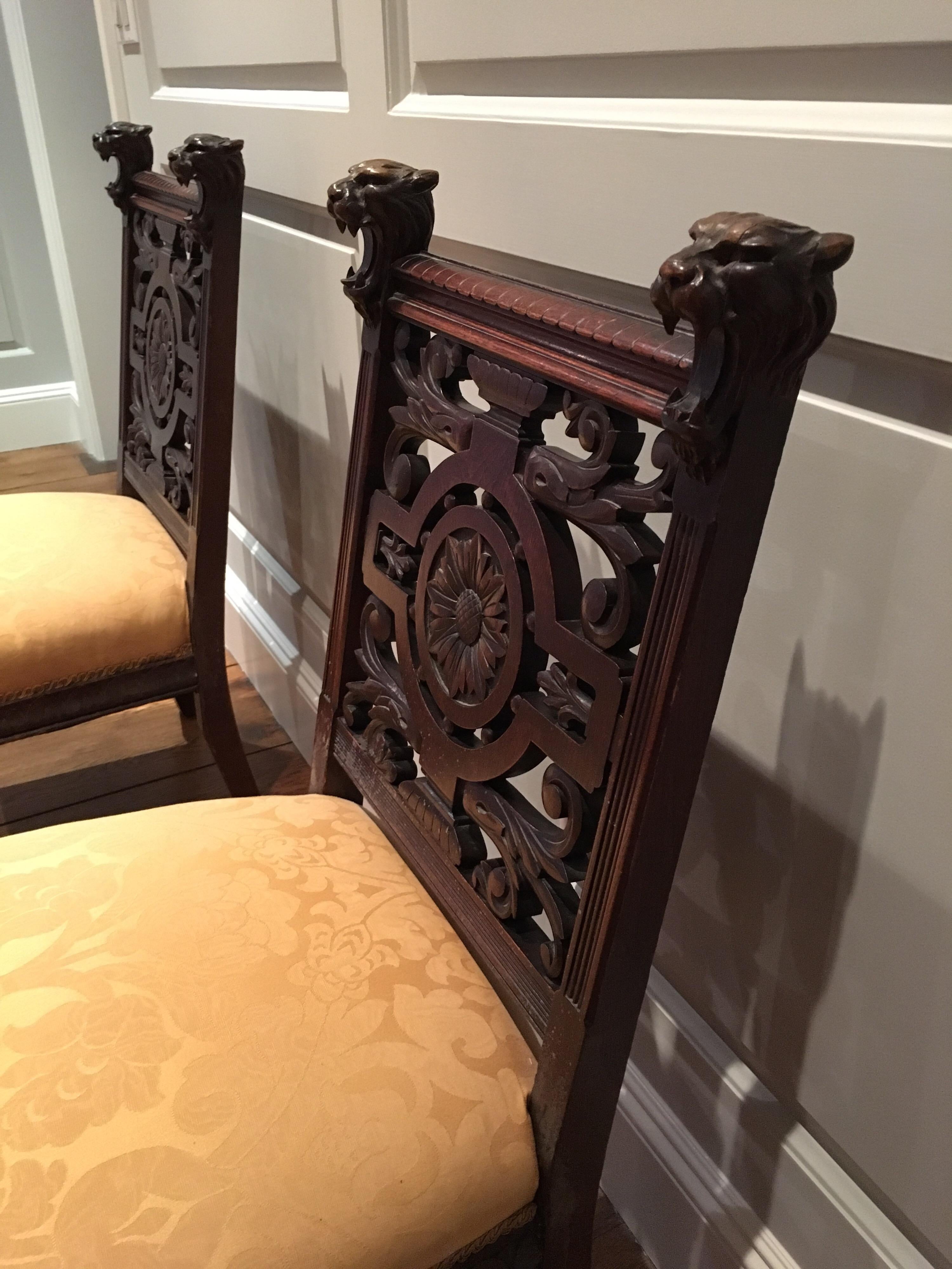 Pair of Late 19th Century Carved Side Chairs, Aesthetic Movement, circa 1890 1
