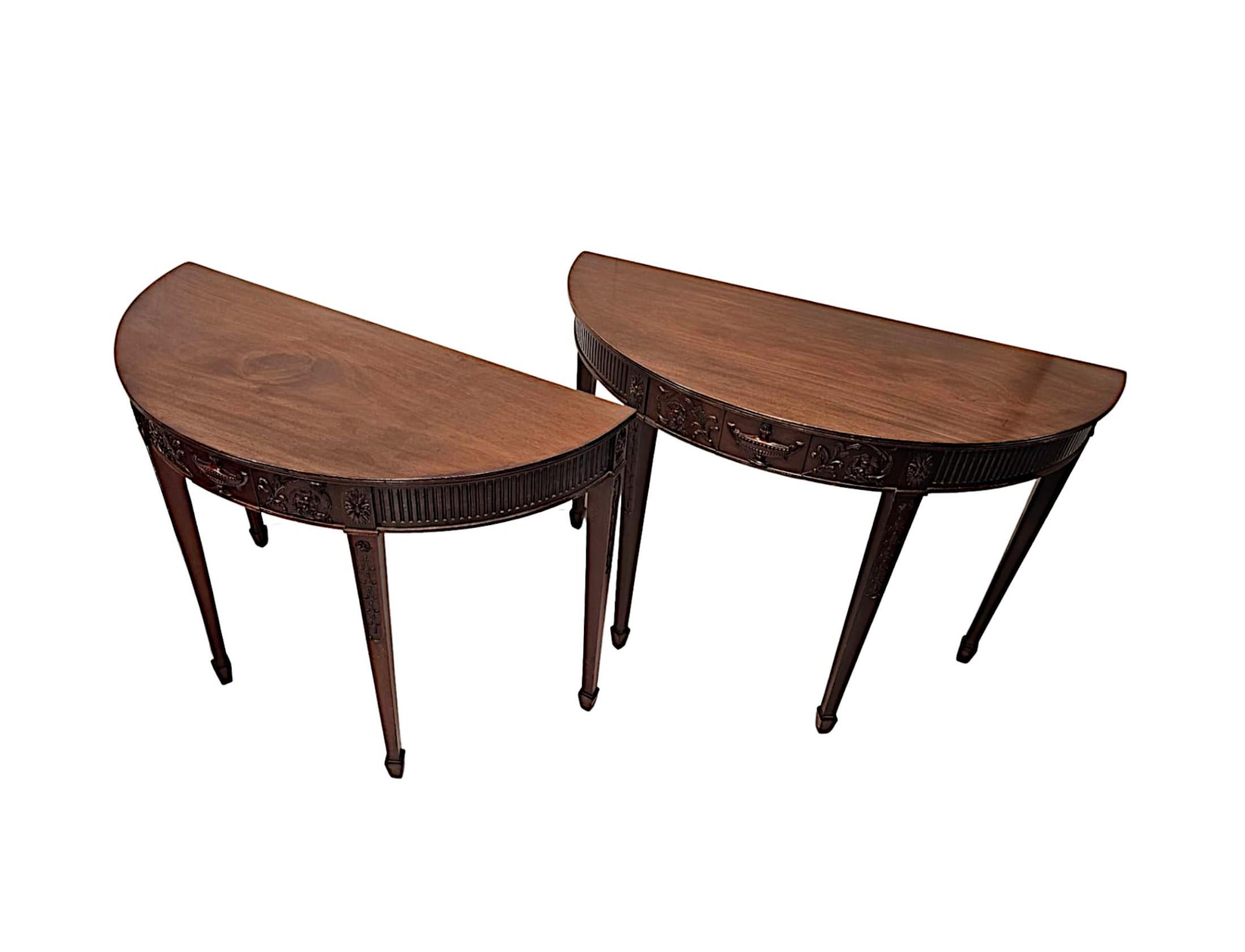 English Pair of Late 19th Century Adams Design Demi-Lune Side or Console Tables For Sale