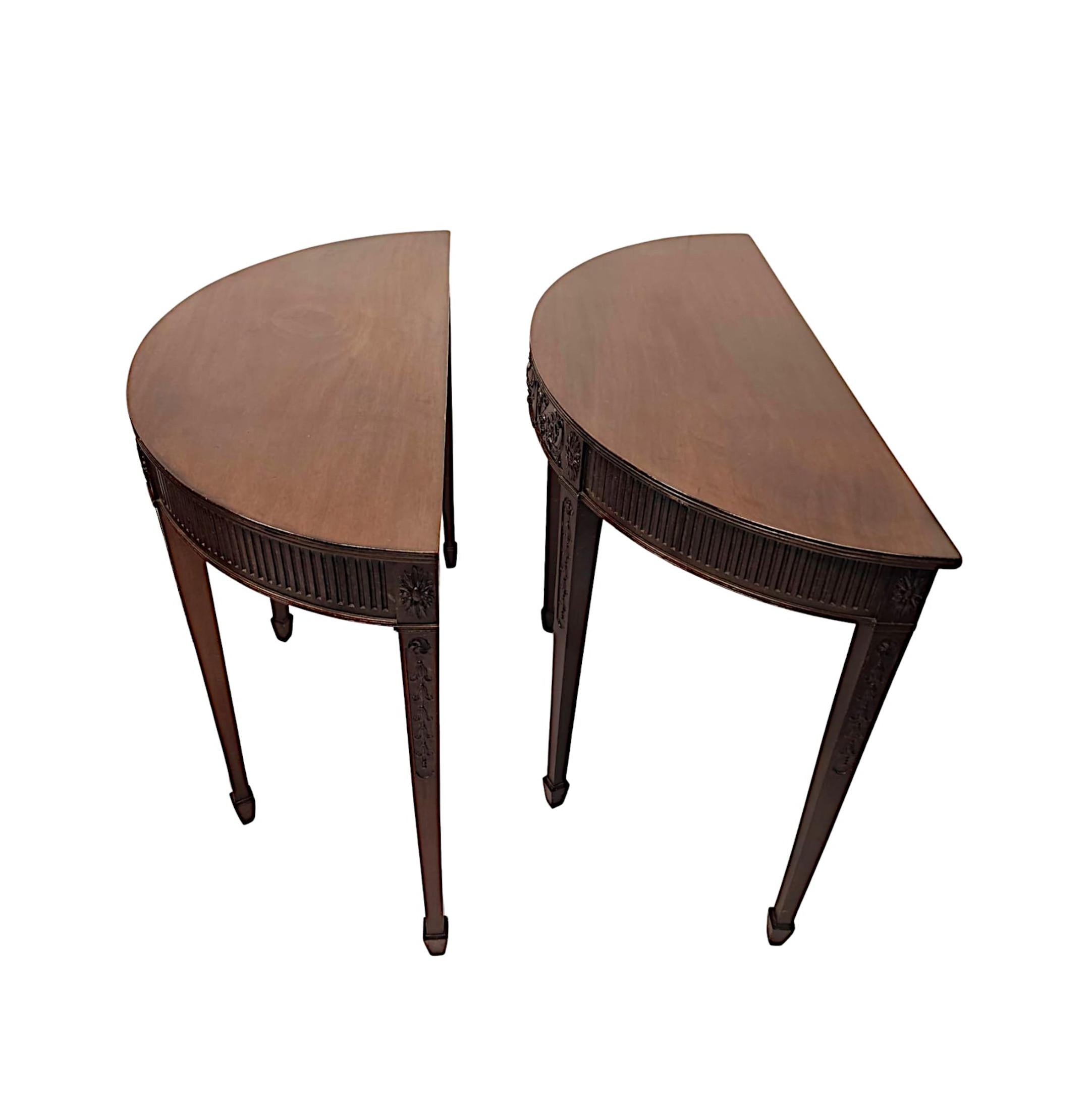 Pair of Late 19th Century Adams Design Demi-Lune Side or Console Tables In Good Condition For Sale In Dublin, IE