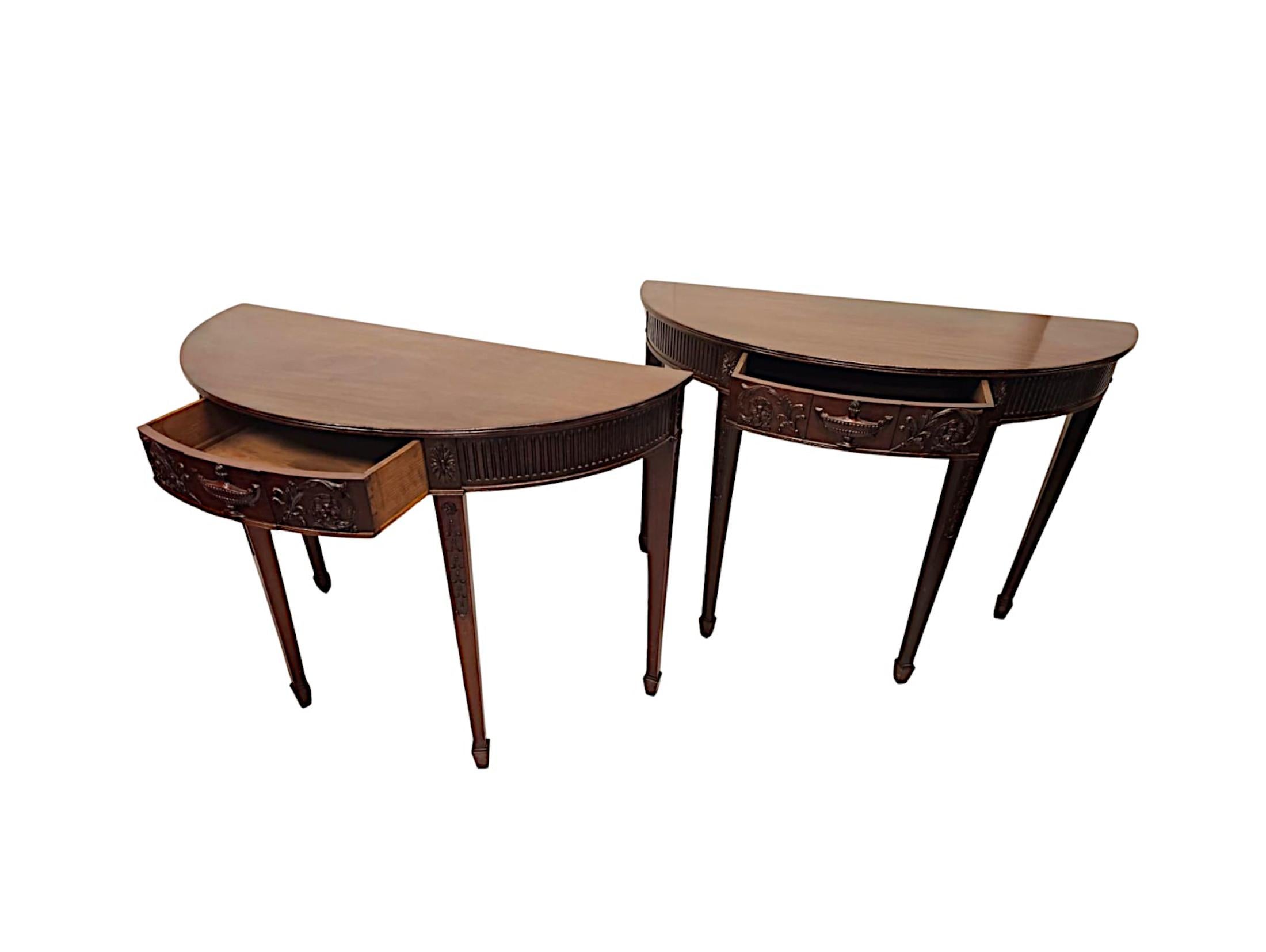 Pair of Late 19th Century Adams Design Demi-Lune Side or Console Tables For Sale 1