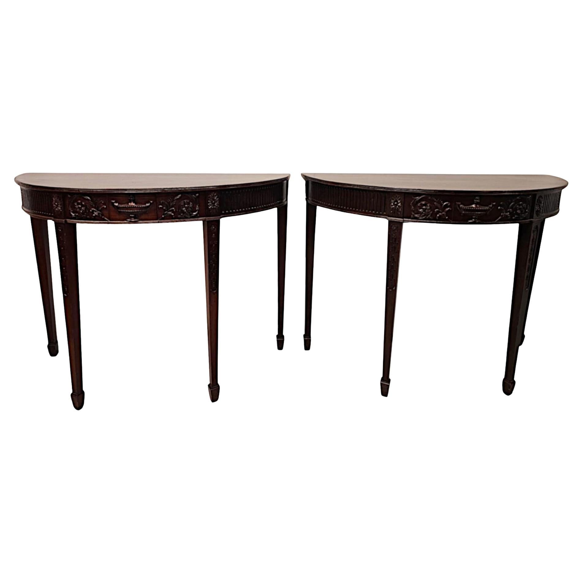 Pair of Late 19th Century Adams Design Demi-Lune Side or Console Tables For Sale