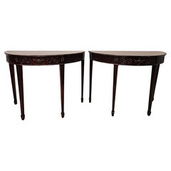 Pair of Late 19th Century Adams Design Demi-Lune Side or Console Tables