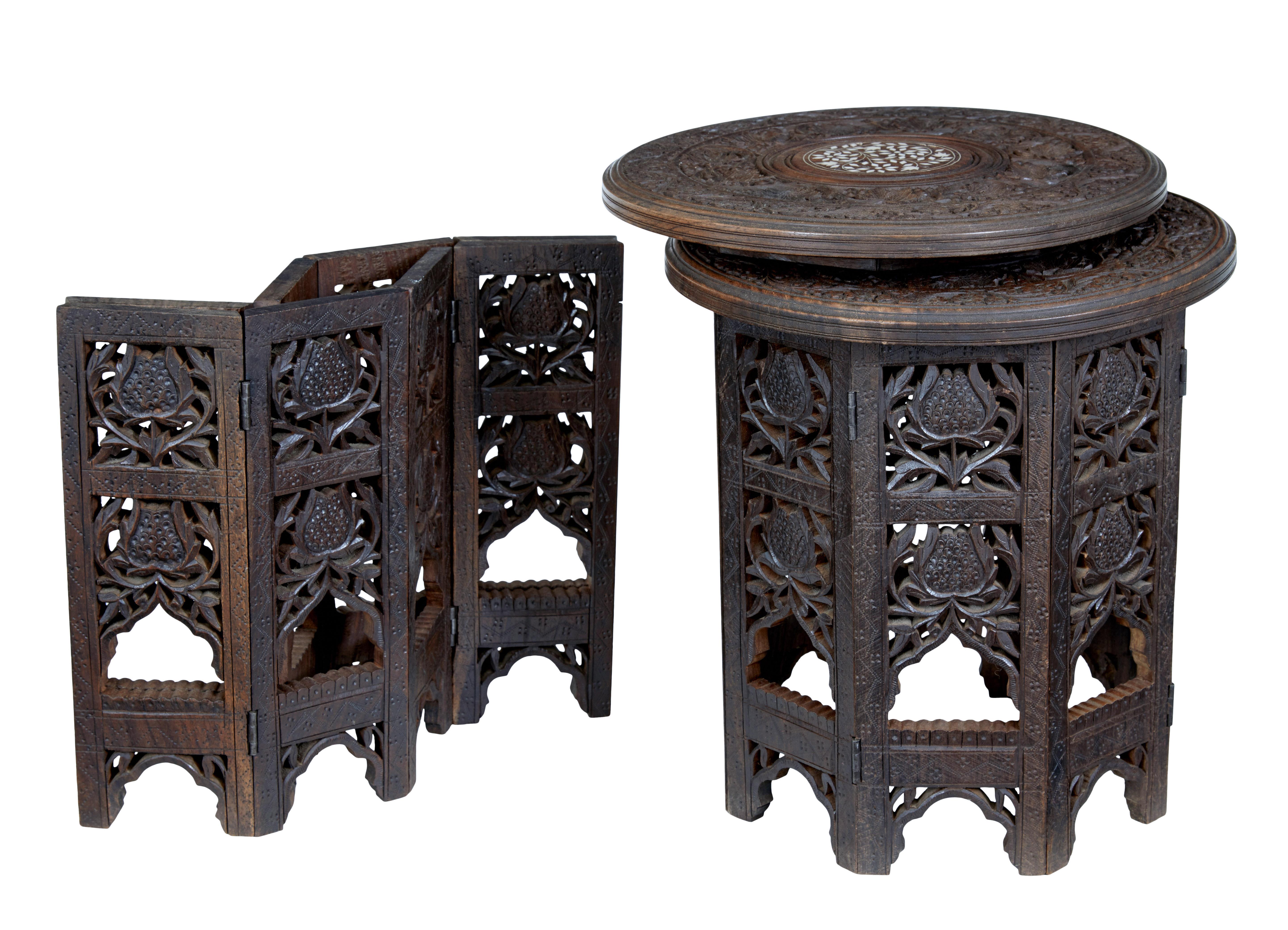 Pair of Late 19th Century Anglo Indian Carved Hardwood Tables 2