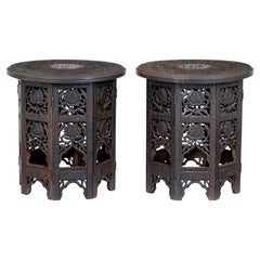 Pair of Late 19th Century Anglo Indian Carved Hardwood Tables