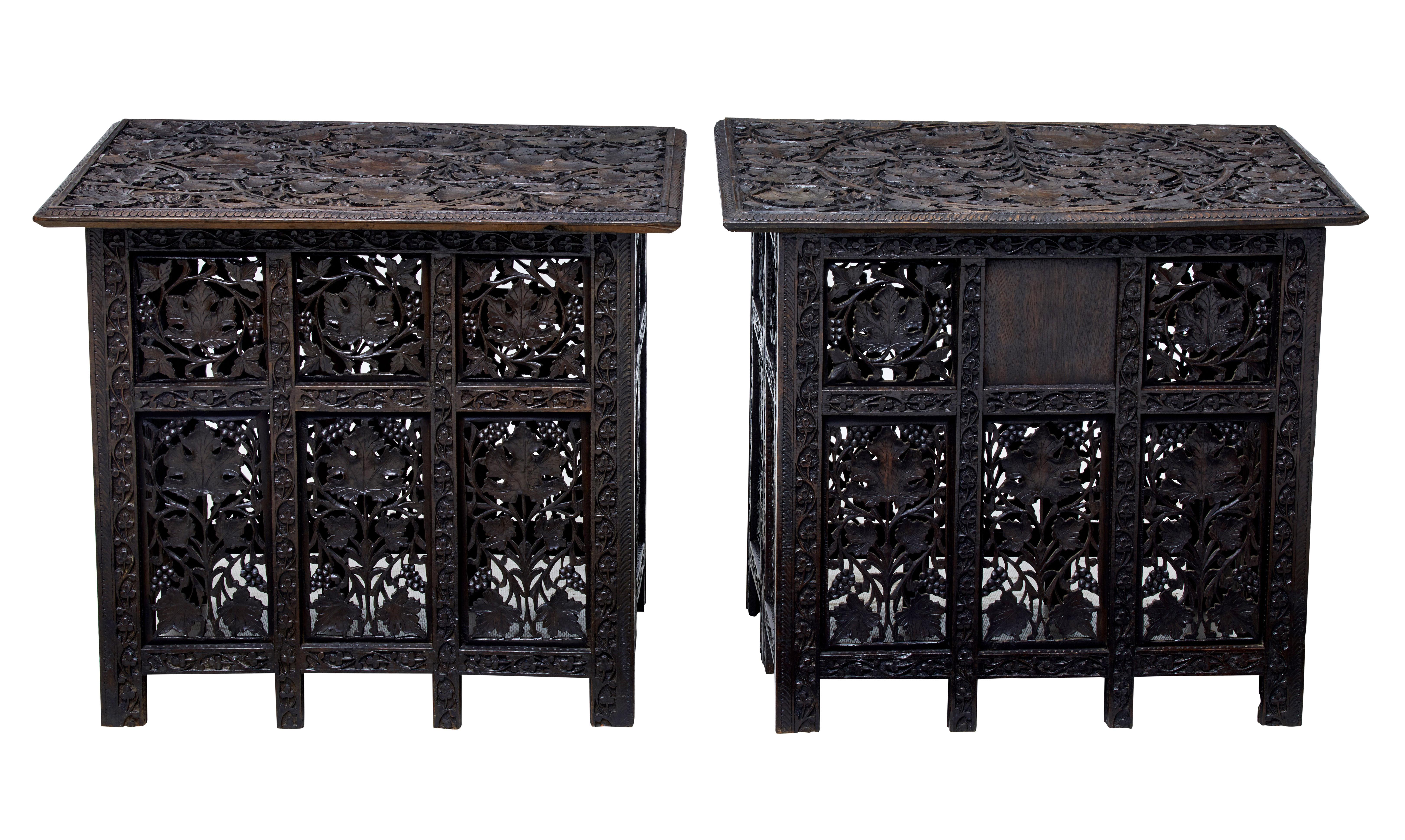 Pair of Late 19th Century Anglo-Indian Carved Tables In Good Condition In Debenham, Suffolk