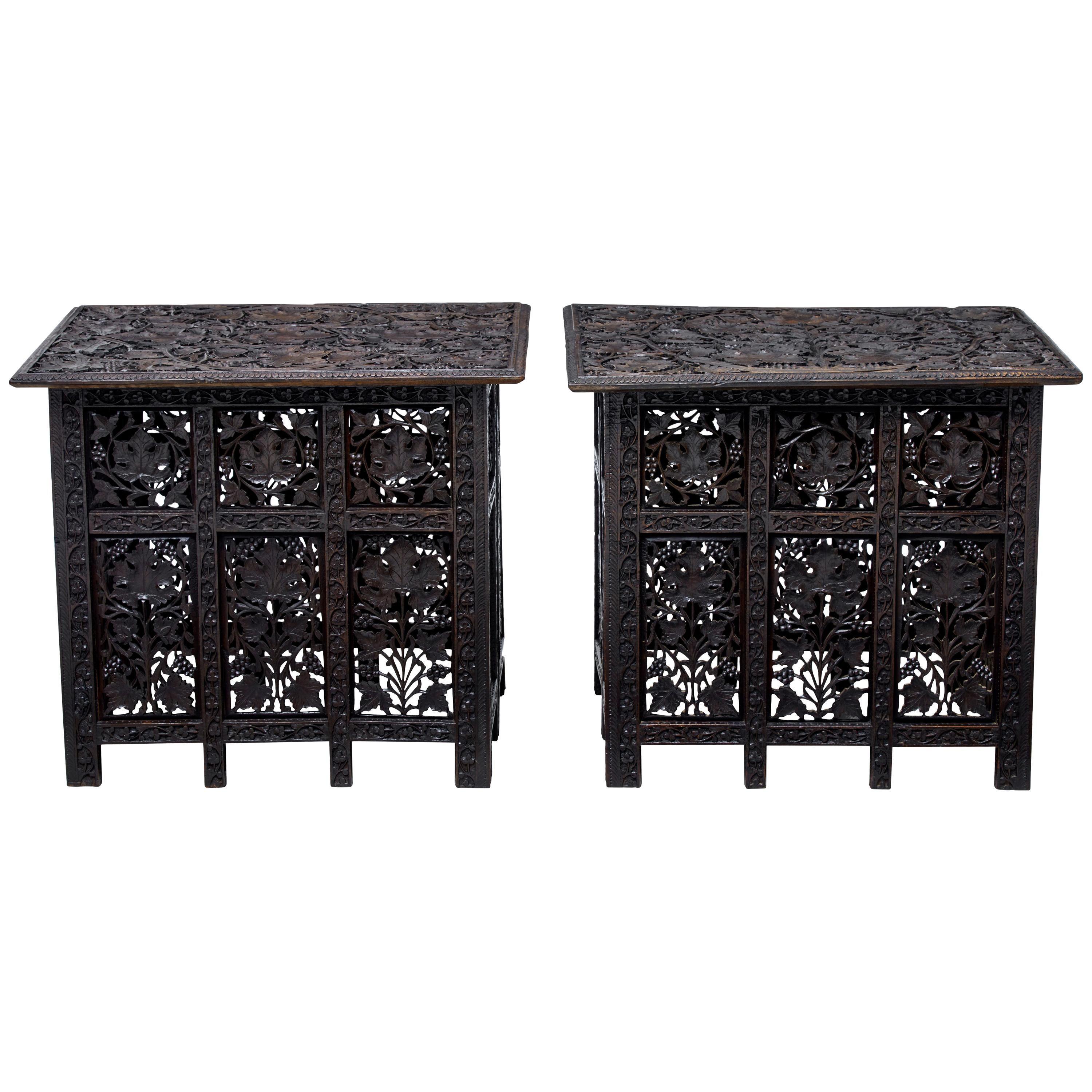 Pair of Late 19th Century Anglo-Indian Carved Tables