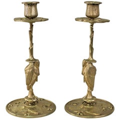 Pair of Late 19th Century Art Nouveau Bronze Candlestick