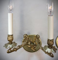 Pair of Late 19th Century Art Nouveau Bronze Piano-Wall sconces