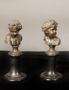 Pair of Late 19th Century Bronze Busts by A. Mahuex