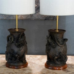 Pair of Late 19th Century Bronze Chinese Table Lamps