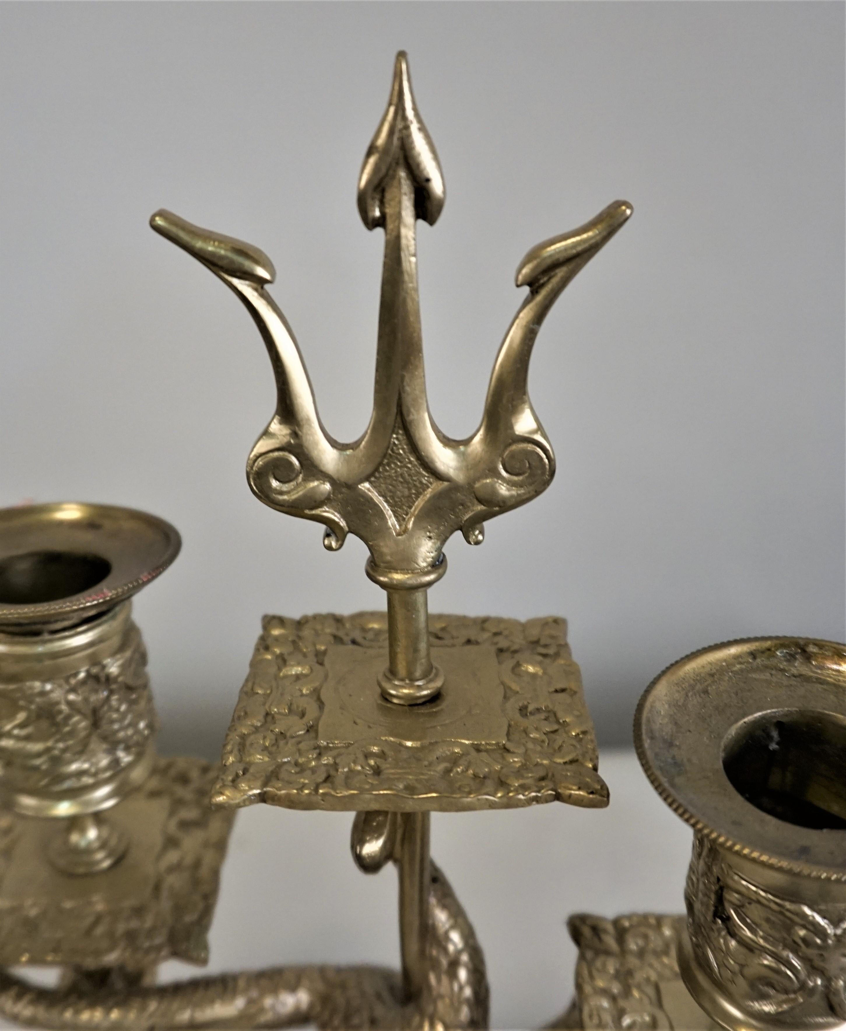 Pair of Late 19th Century Bronze Dolphin Candelabra 2