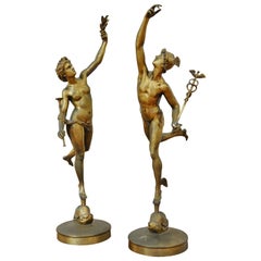 Pair of Late 19th Century Bronze Figures of Mercury and Fama