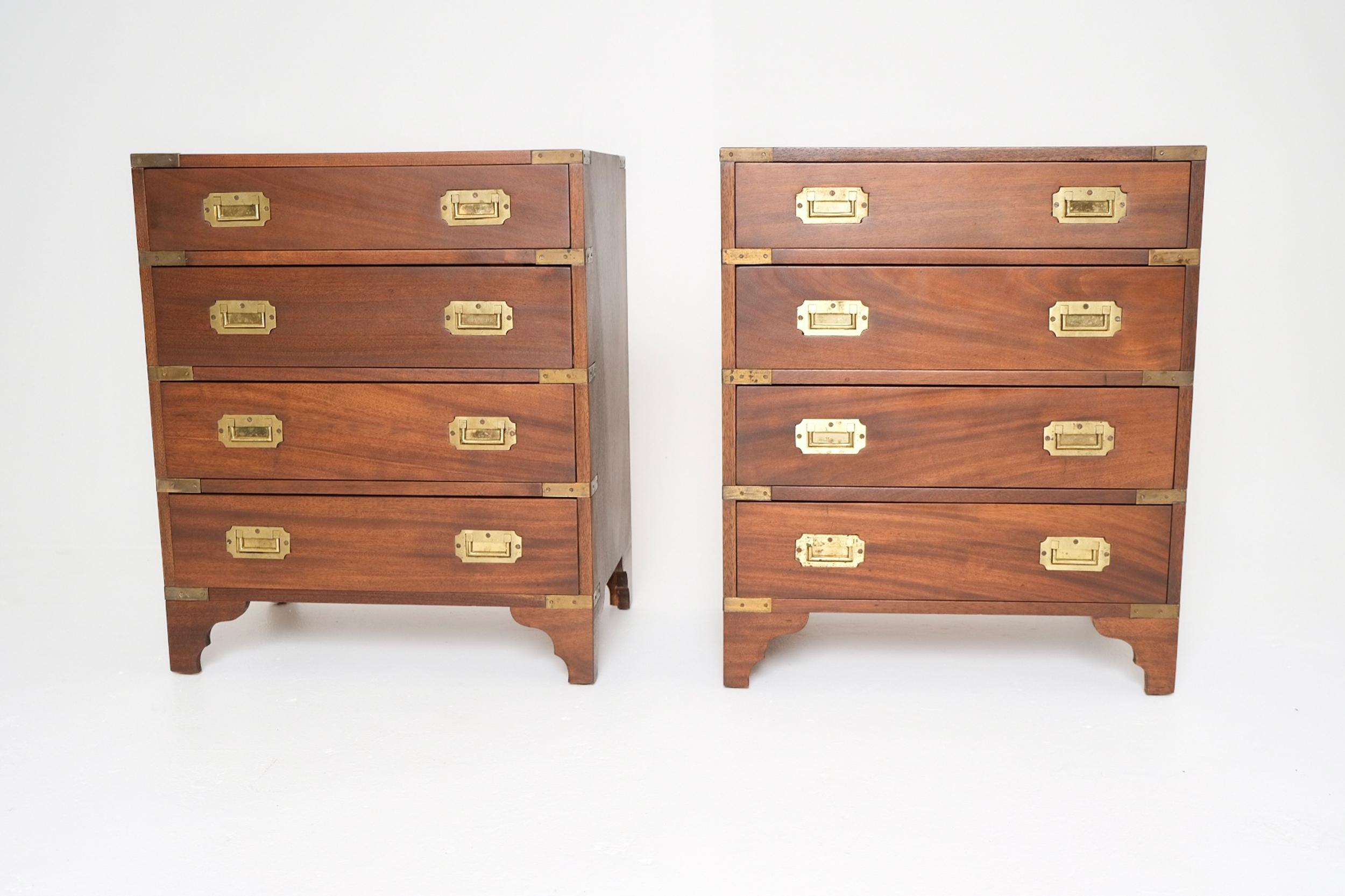 Spanish Pair of Late 19th Century Campaign Chests with Brass Hardware, Made In Spain For Sale