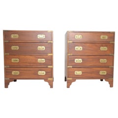 Pair of Late 19th Century Campaign Chests with Brass Hardware, Made In Spain
