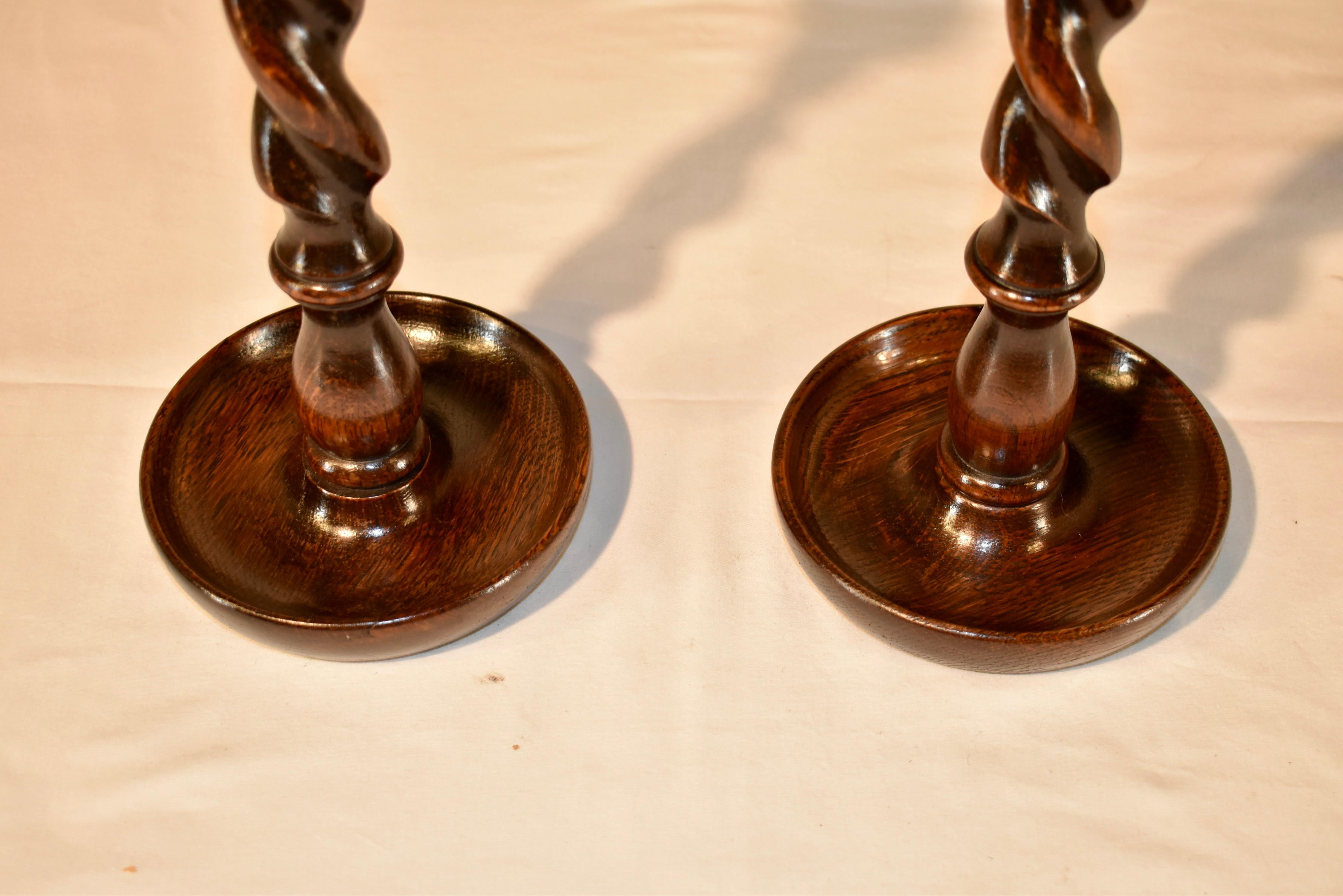 Brass Pair of Late 19th Century Candlesticks For Sale