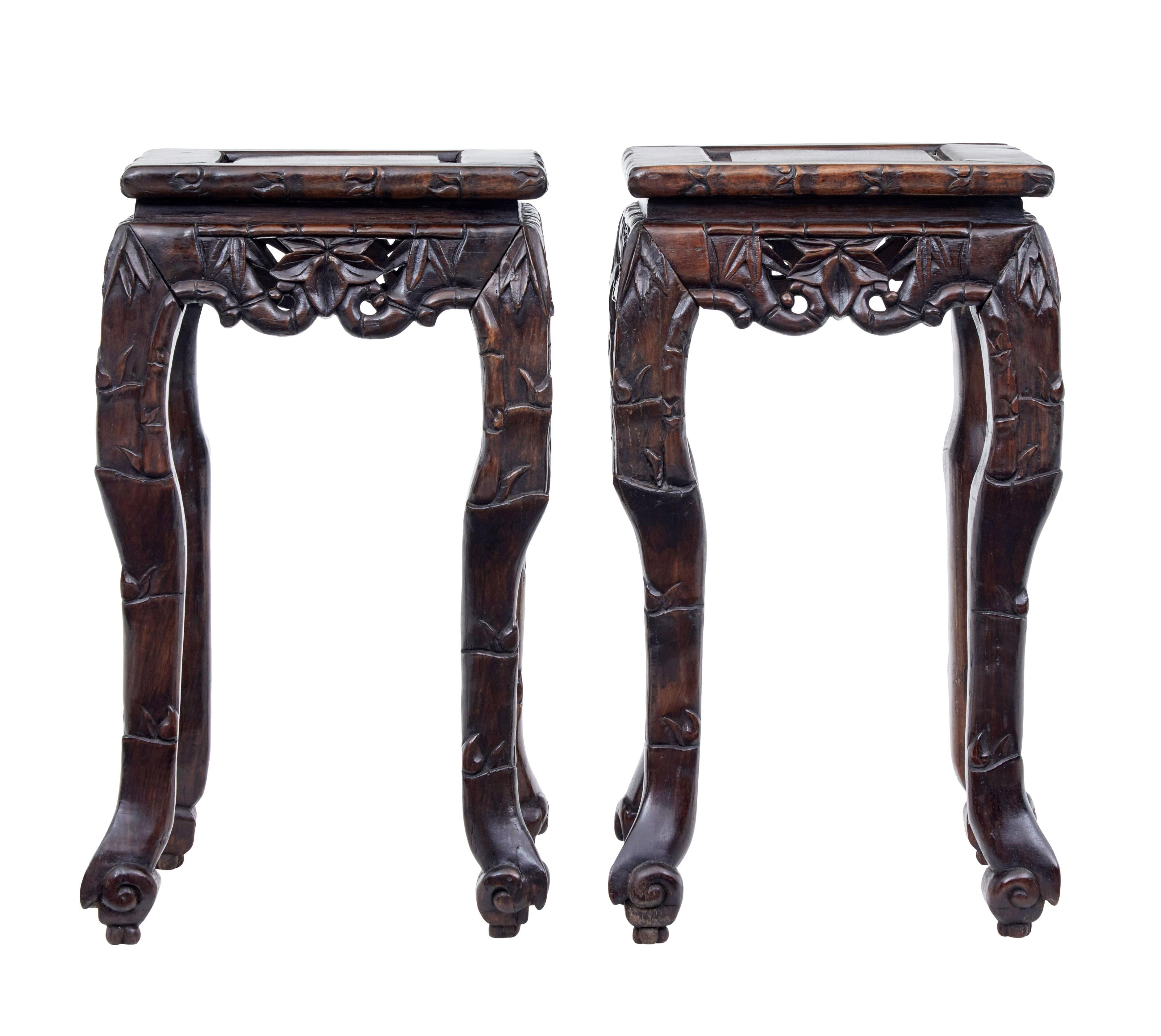 Chinese Export Pair of Late 19th Century Carved Chinese Tables