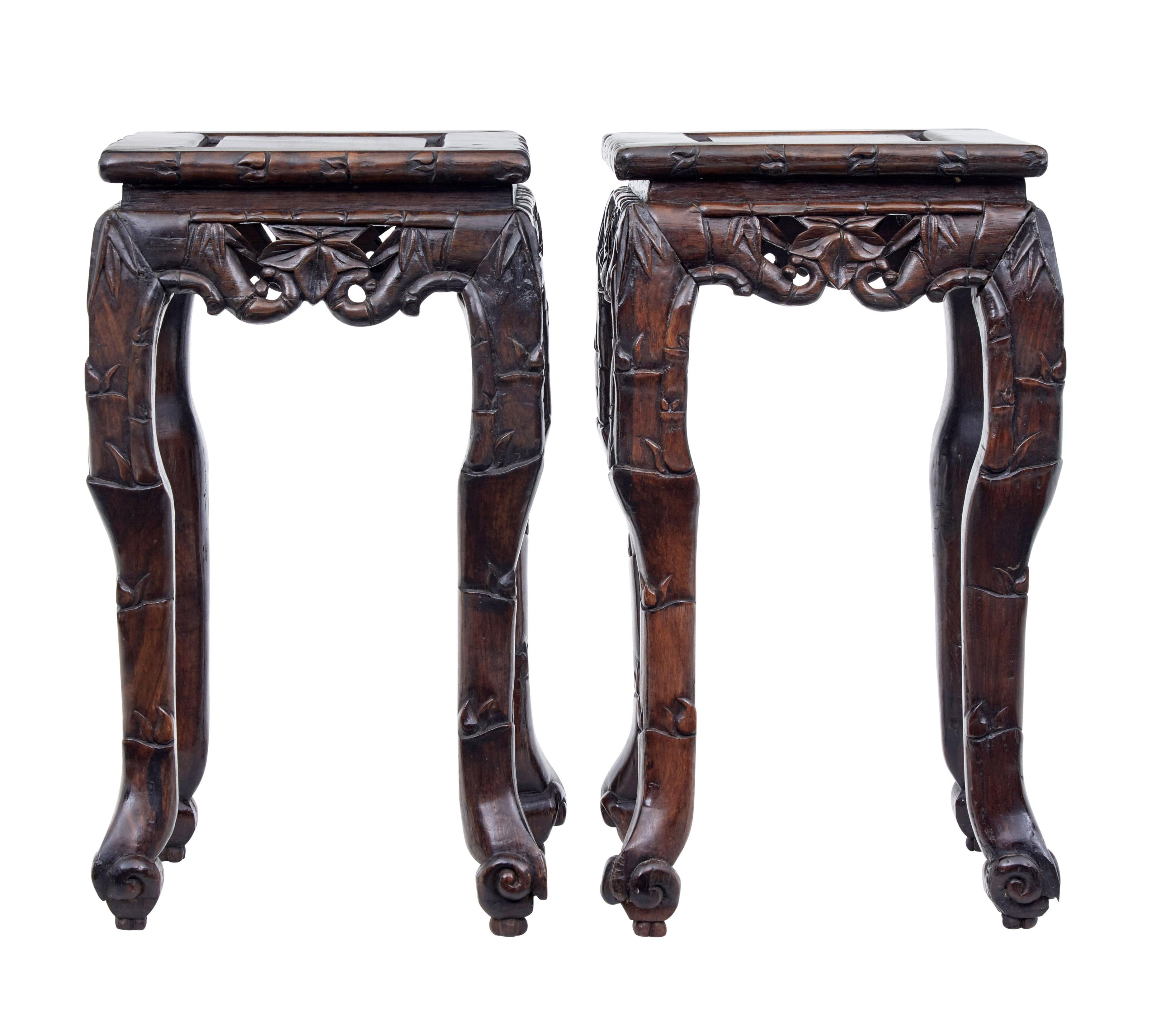 Pair of Late 19th Century Carved Chinese Tables In Good Condition In Debenham, Suffolk