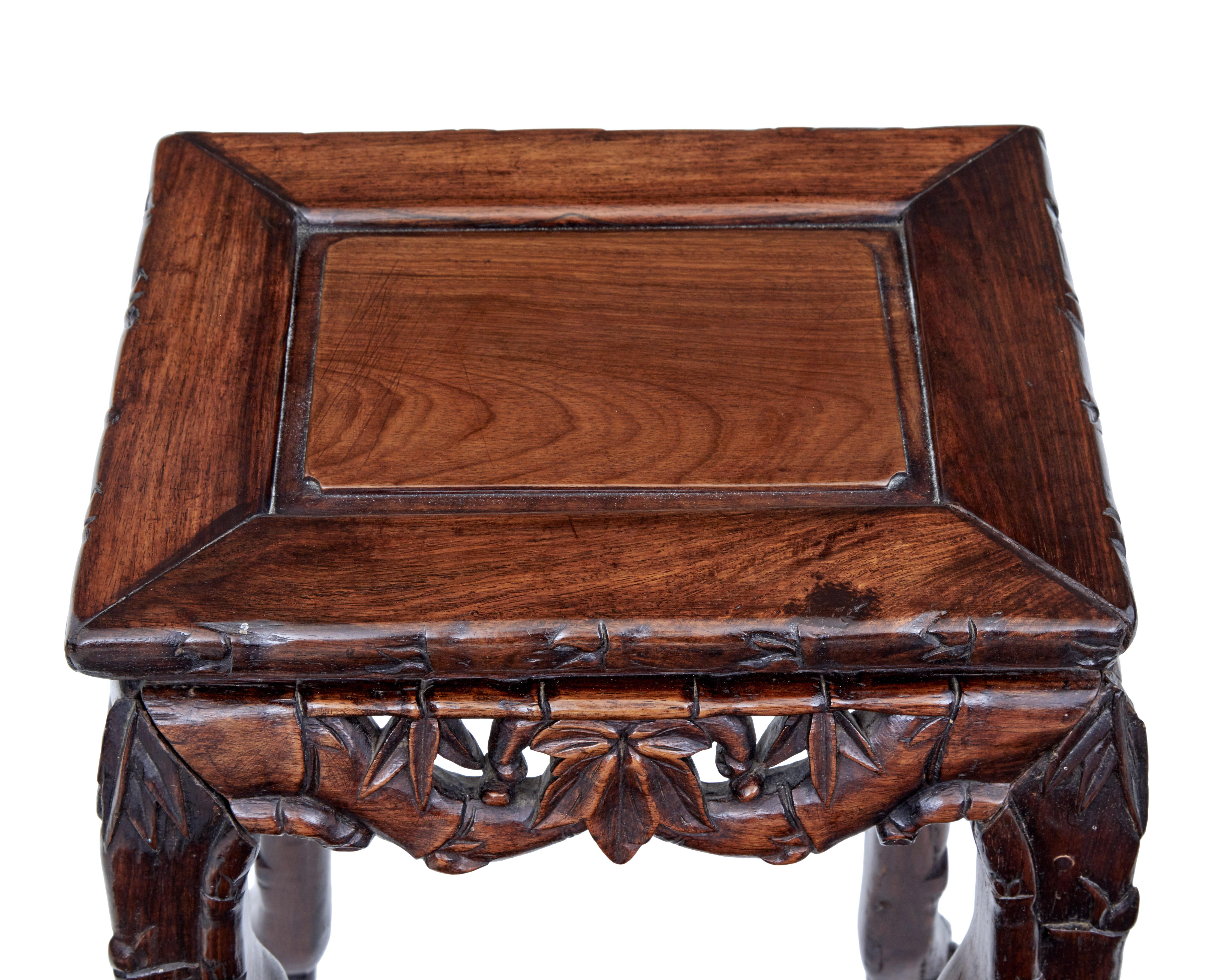 Hardwood Pair of Late 19th Century Carved Chinese Tables