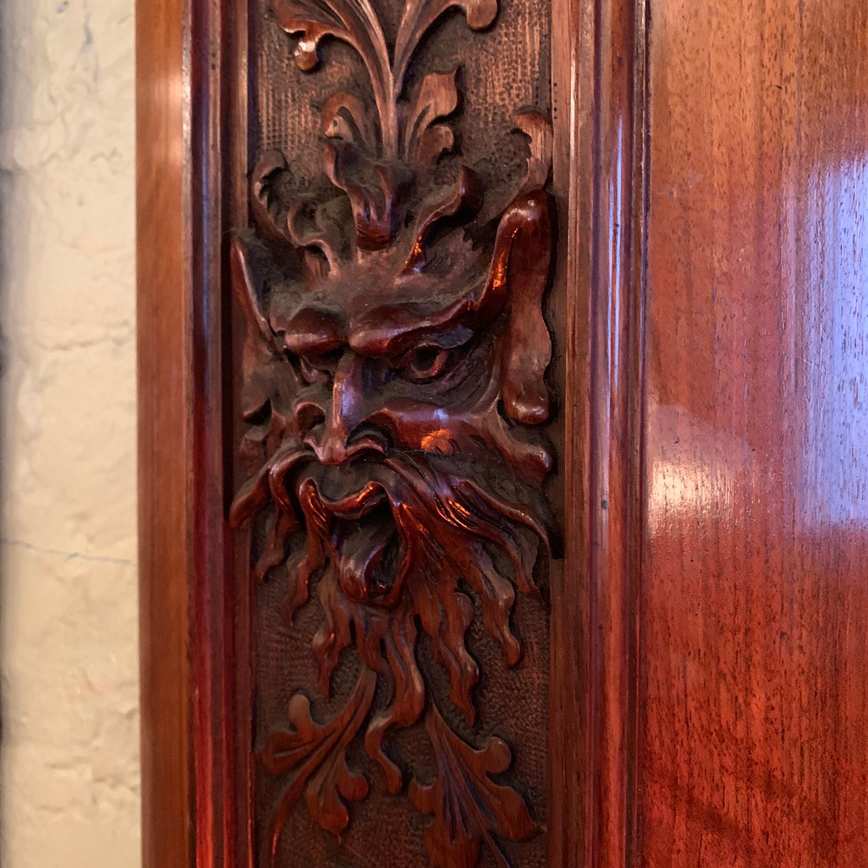 Pair of Late 19th Century Carved Mahogany Gargoyle Panels 2