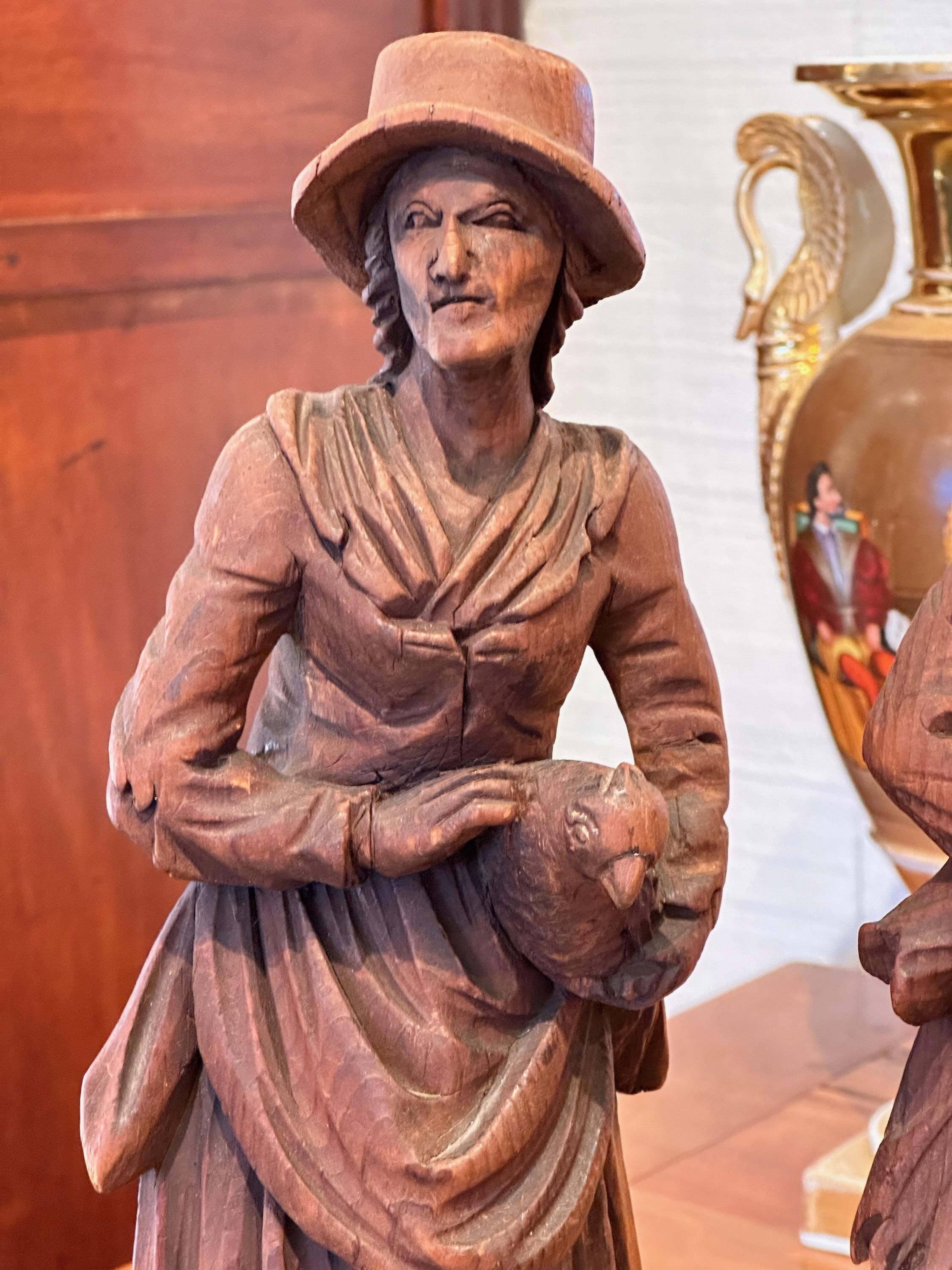 Pair of Late 19th Century Carved Peasants For Sale 1