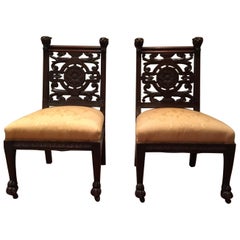 Pair of Late 19th Century Carved Side Chairs, Aesthetic Movement, circa 1890