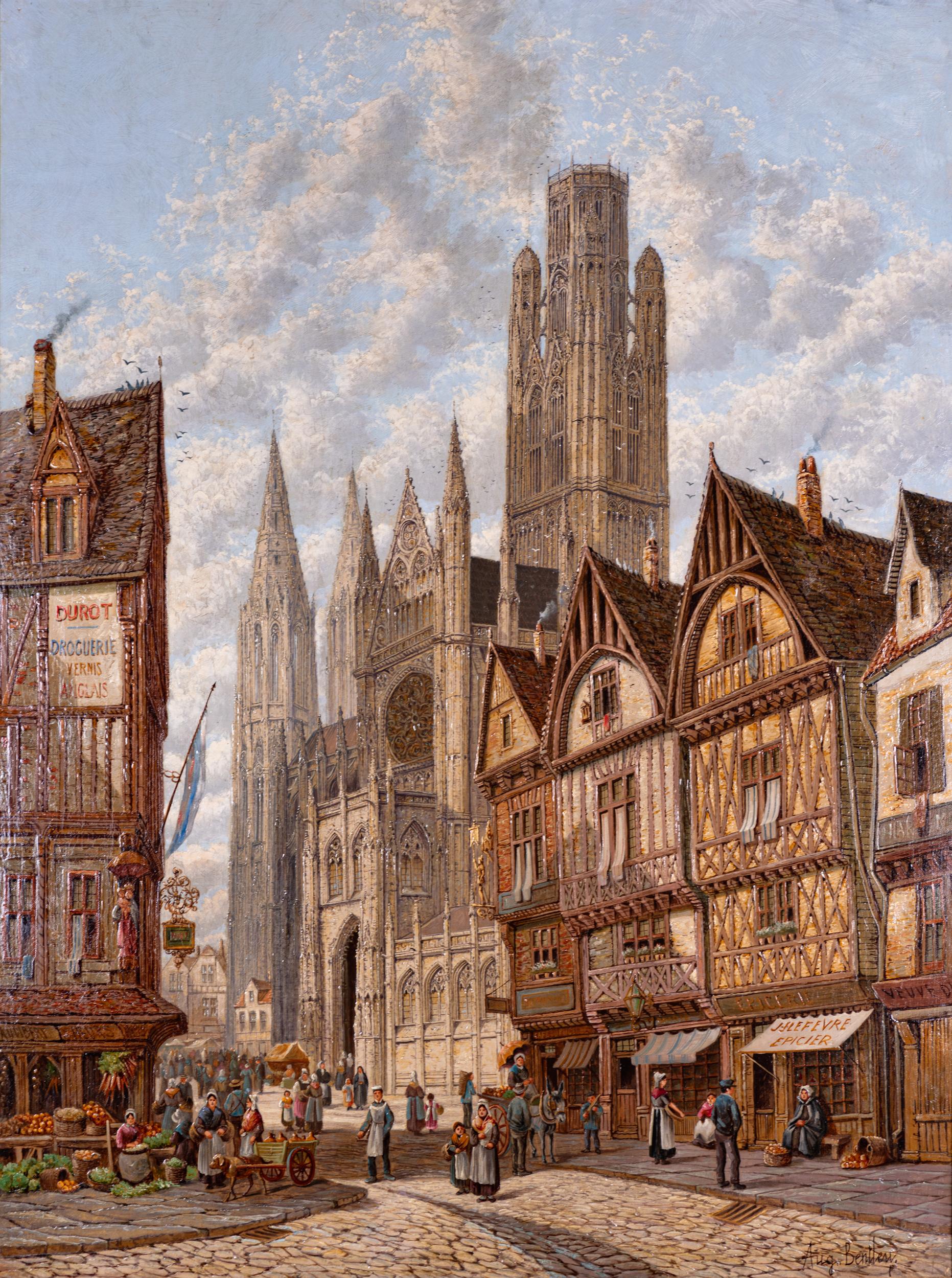 Canvas Pair of Late 19th Century Cathedral Oil Paintings By English Artist A. Bentley For Sale