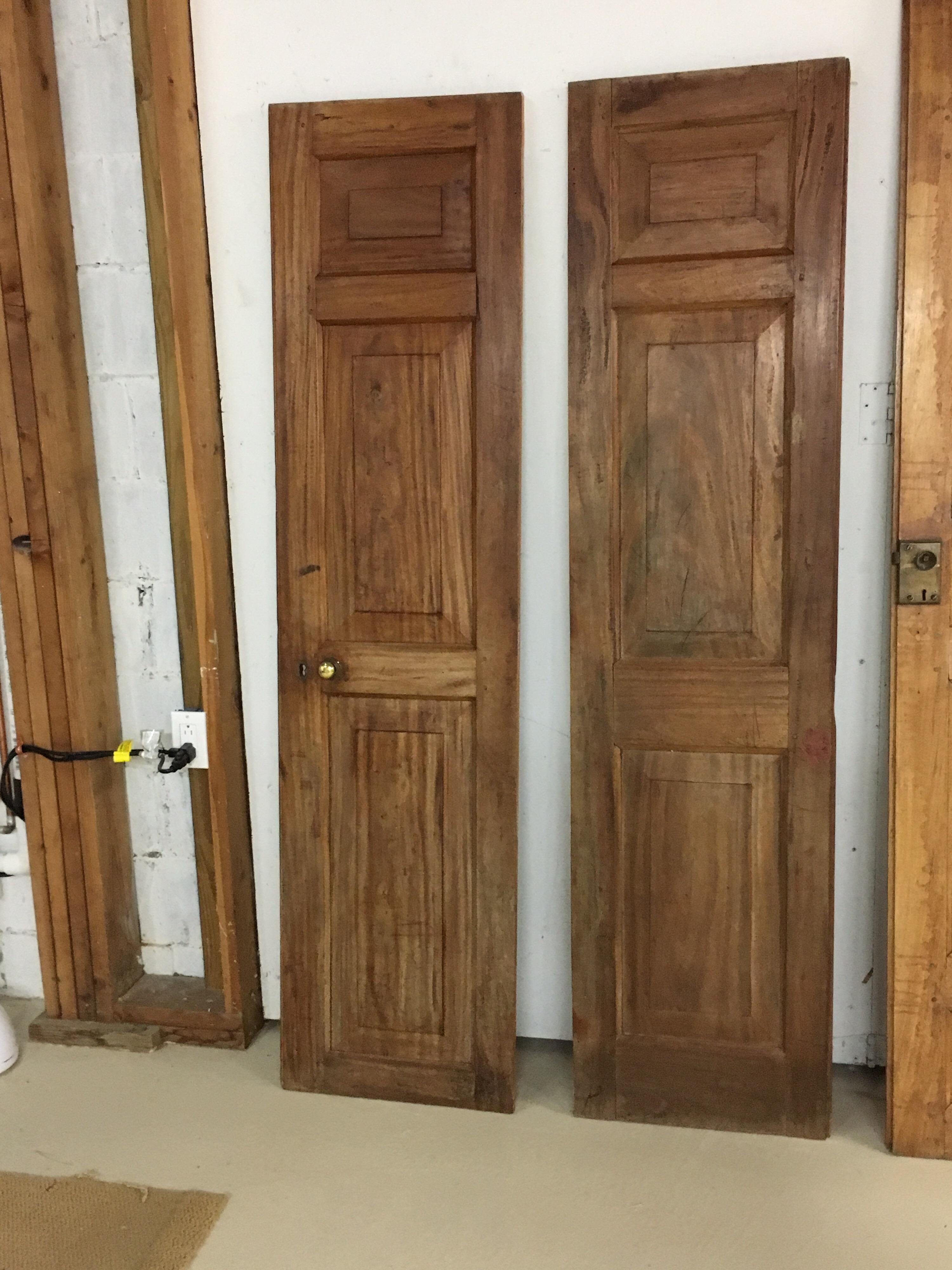 Pair of Late 19th Century Ceylonese Solid Satinwood Paneled Interior Doors In Good Condition In Southampton, NY